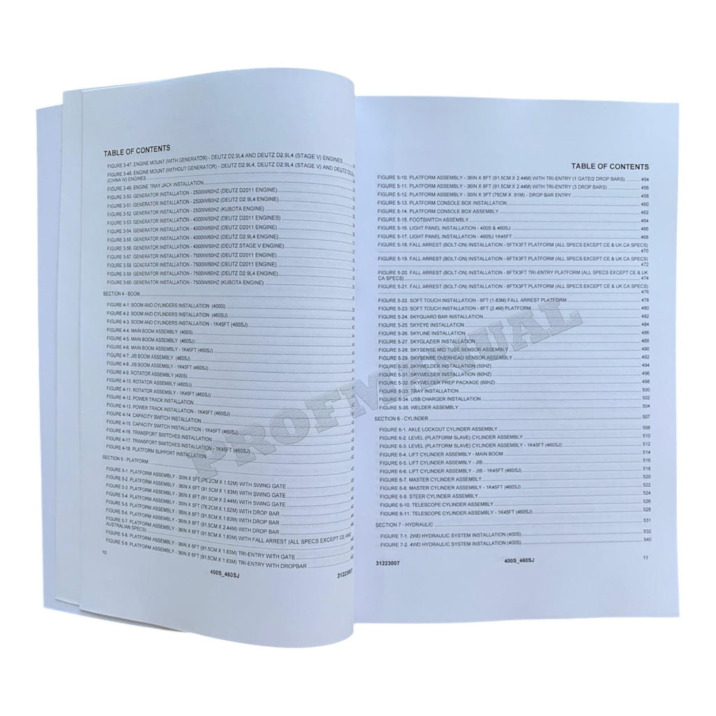 JLG 400S 460SJ Boom Lift Parts Catalog Hard Copy Manual