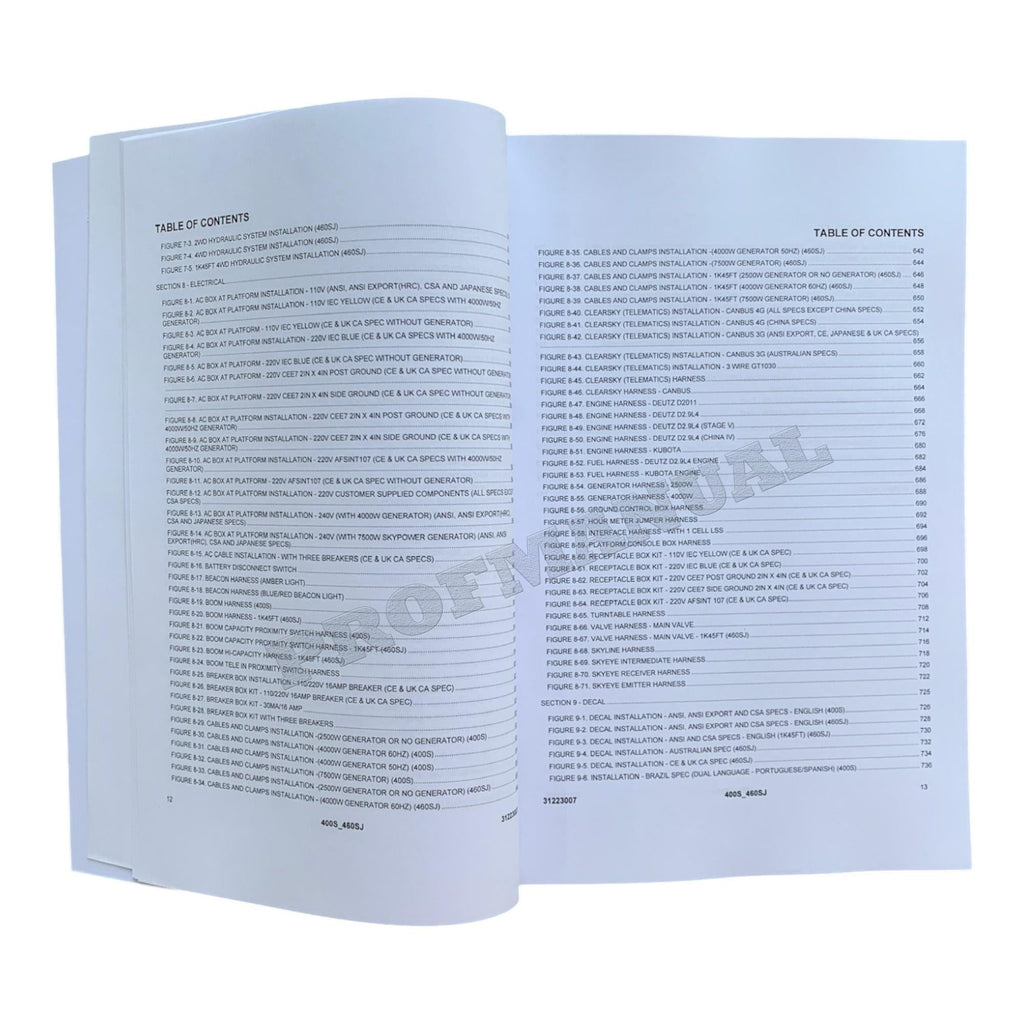 JLG 400S 460SJ Boom Lift Parts Catalog Hard Copy Manual