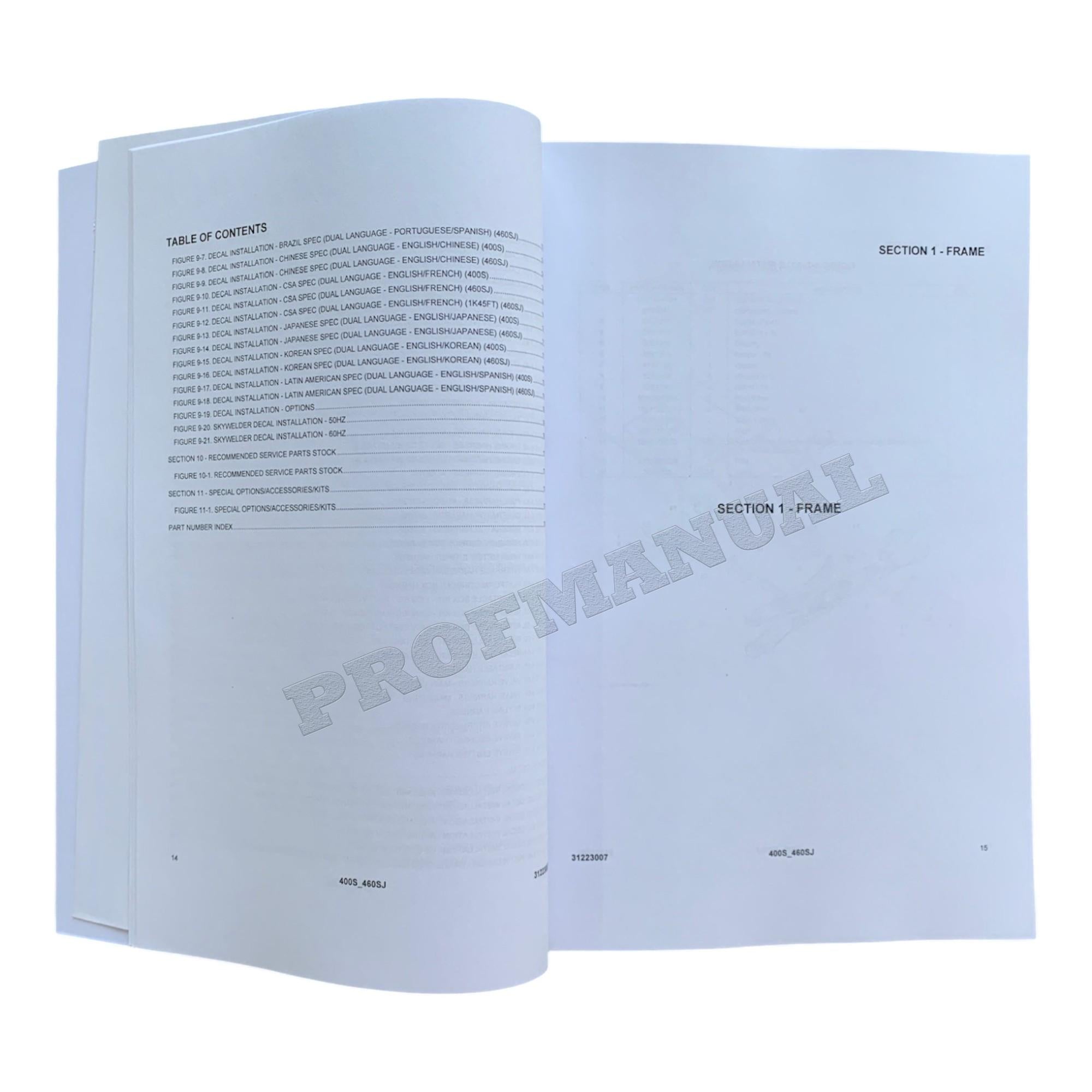 JLG 400S 460SJ Boom Lift Parts Catalog Hard Copy Manual