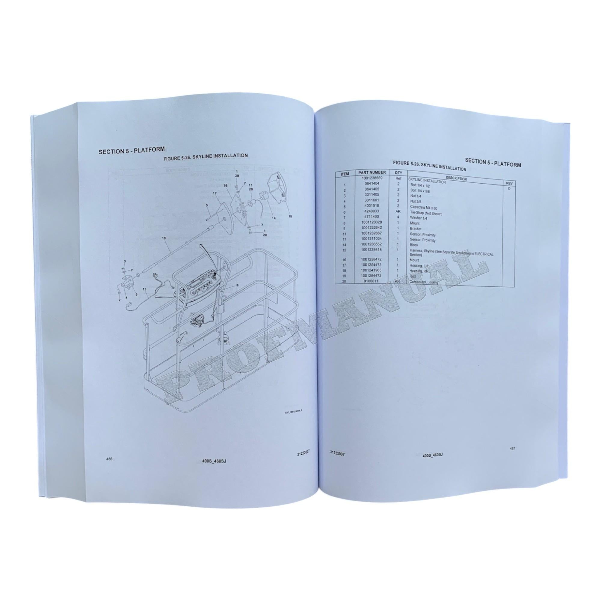 JLG 400S 460SJ Boom Lift Parts Catalog Hard Copy Manual
