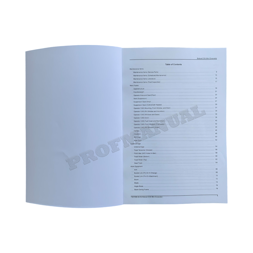 Bobcat E35i Excavator Parts Catalog Manual B3Y211001-