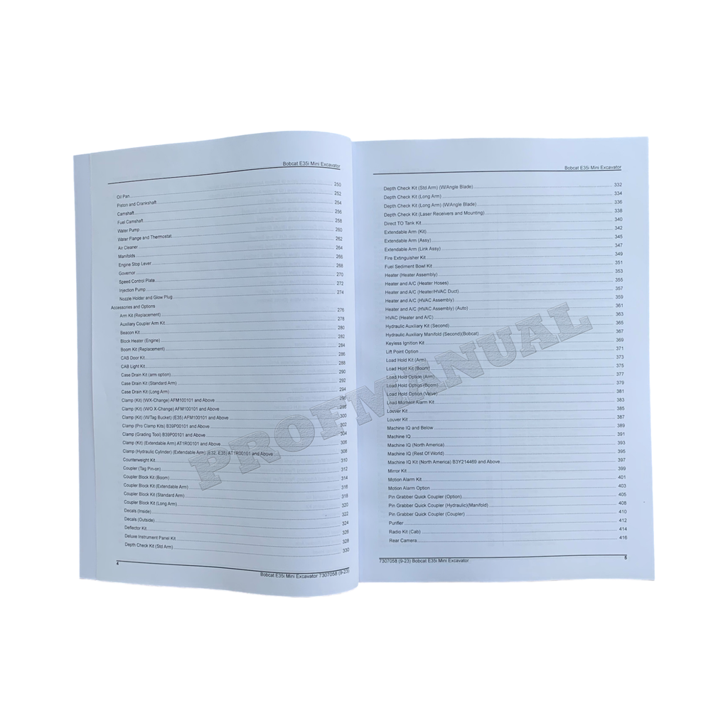 Bobcat E35i Excavator Parts Catalog Manual B3Y211001-