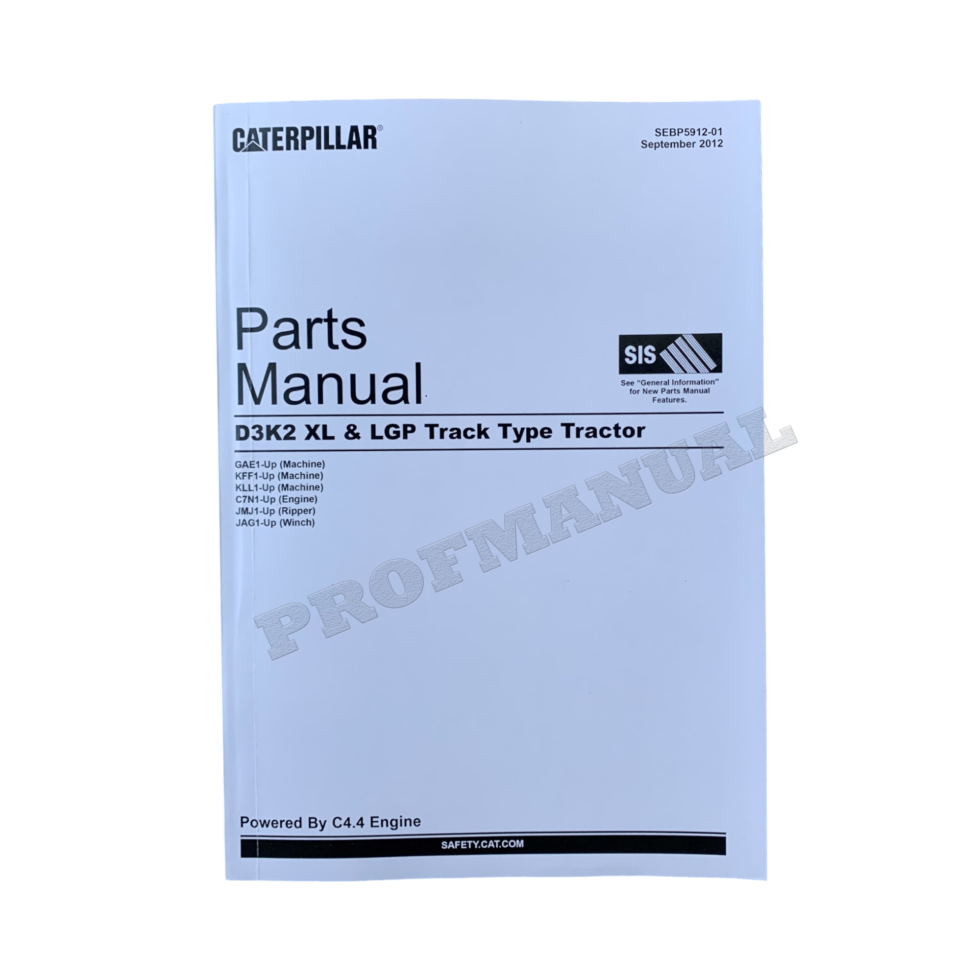Caterpillar Cat D3k2 XL LGP Track Type Tractor Parts Catalog Manual SEBP5912