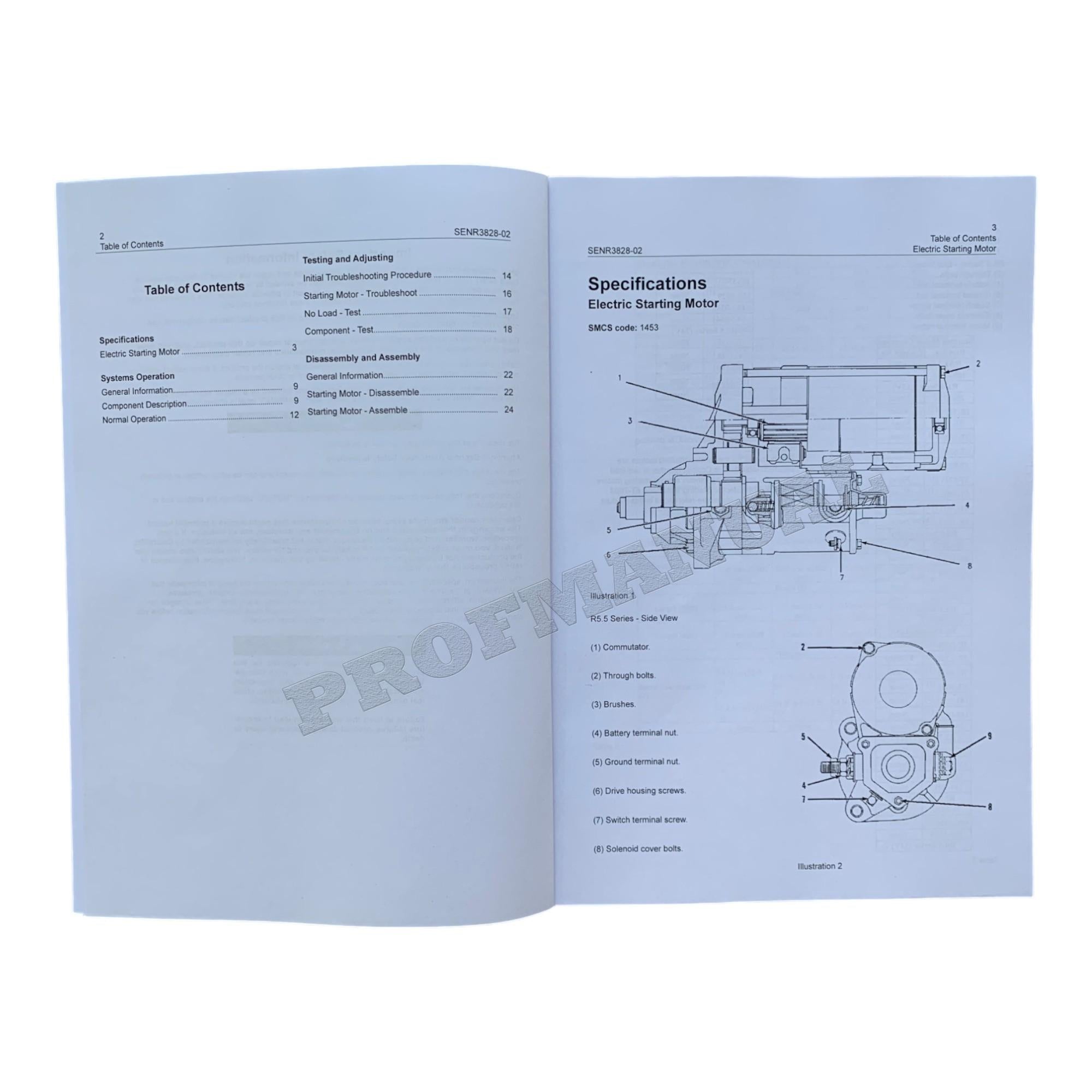 Caterpillar RA1.2 R1.4 R2.0 R2.2 Serie Reduction Start Motor Manual Disass Assem
