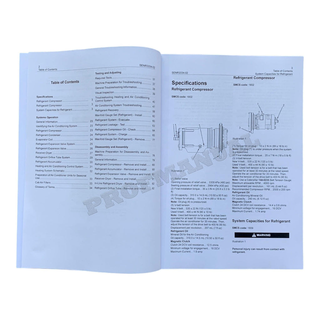 Caterpillar CAT Air Conditioning Heating R-12 Manual Disassembly Assembly