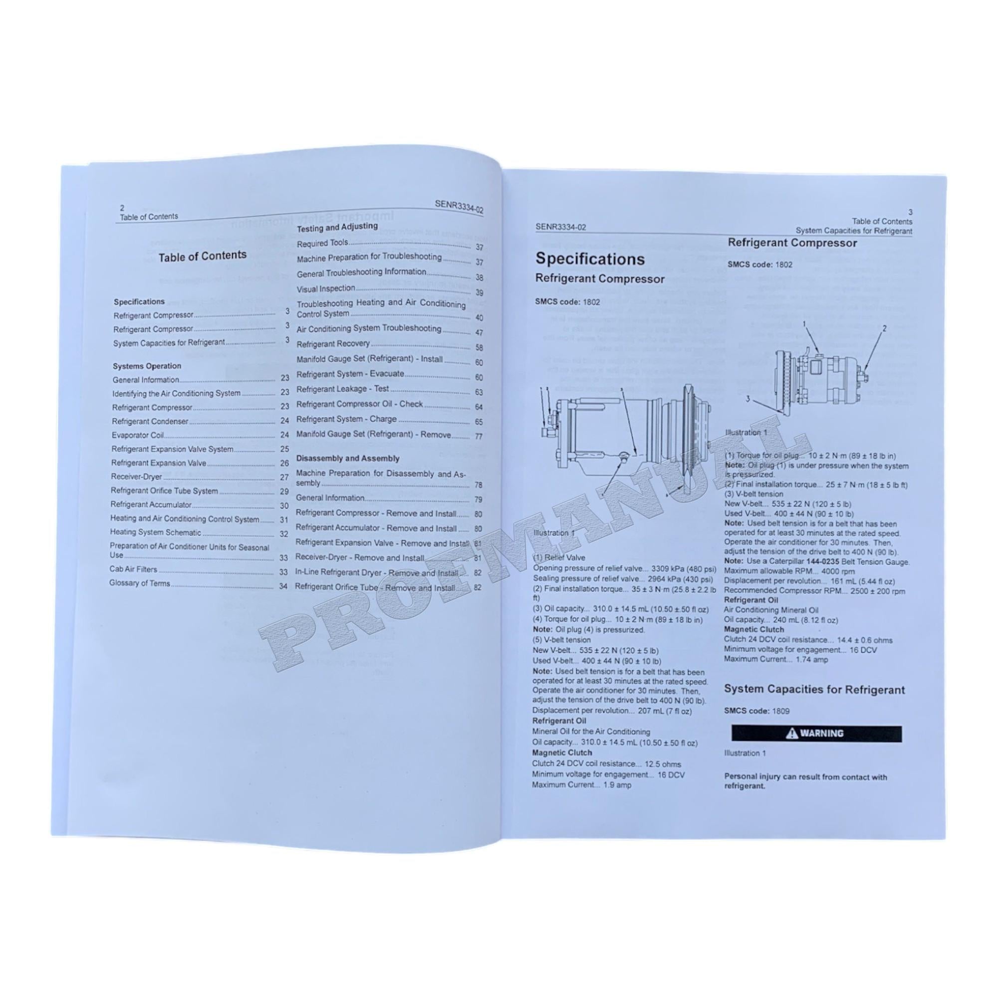 Caterpillar CAT Air Conditioning Heating R-12 Manual Disassembly Assembly