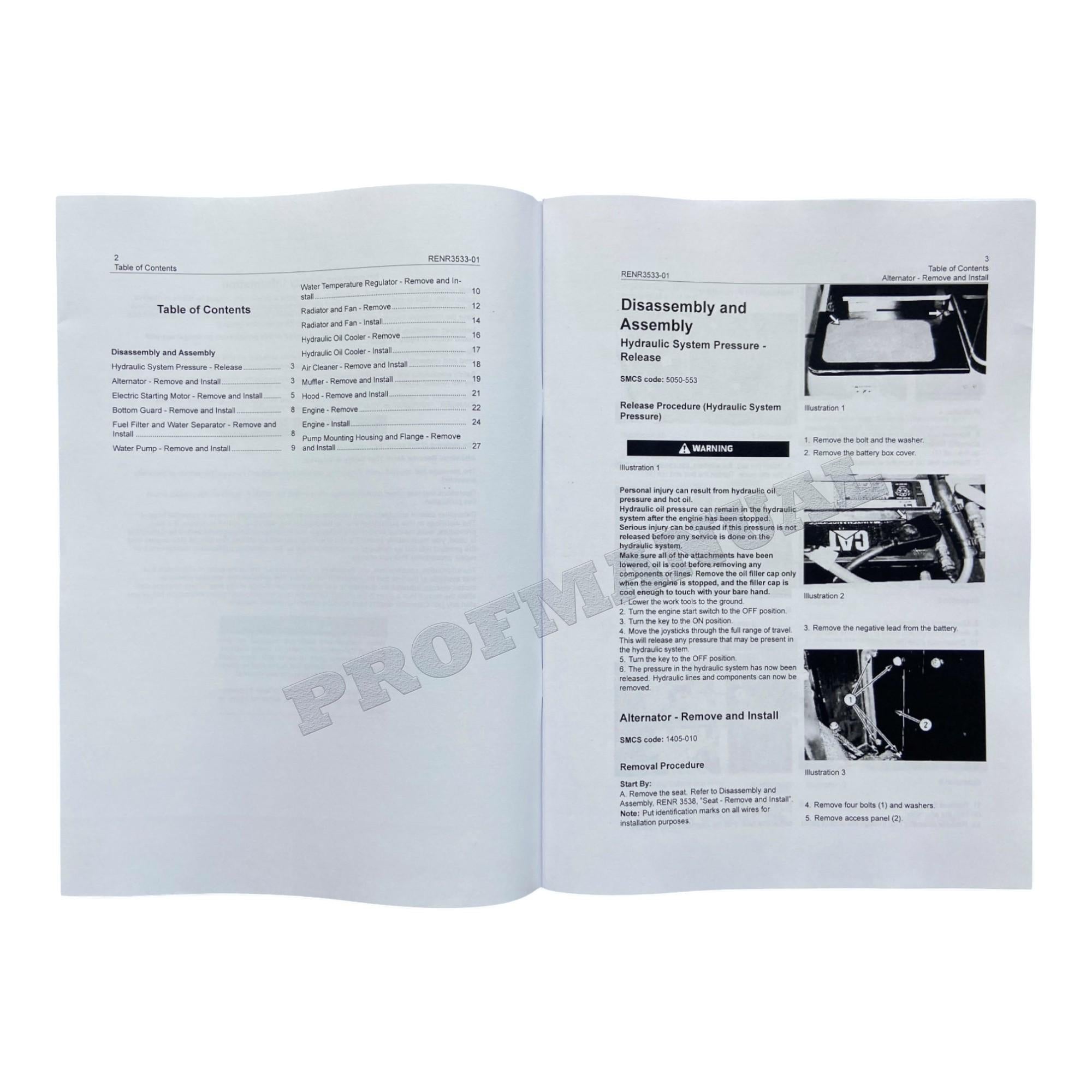 Caterpillar 303.5 Excavator Service Manual Disassem Assembly 2 books *Send serial #