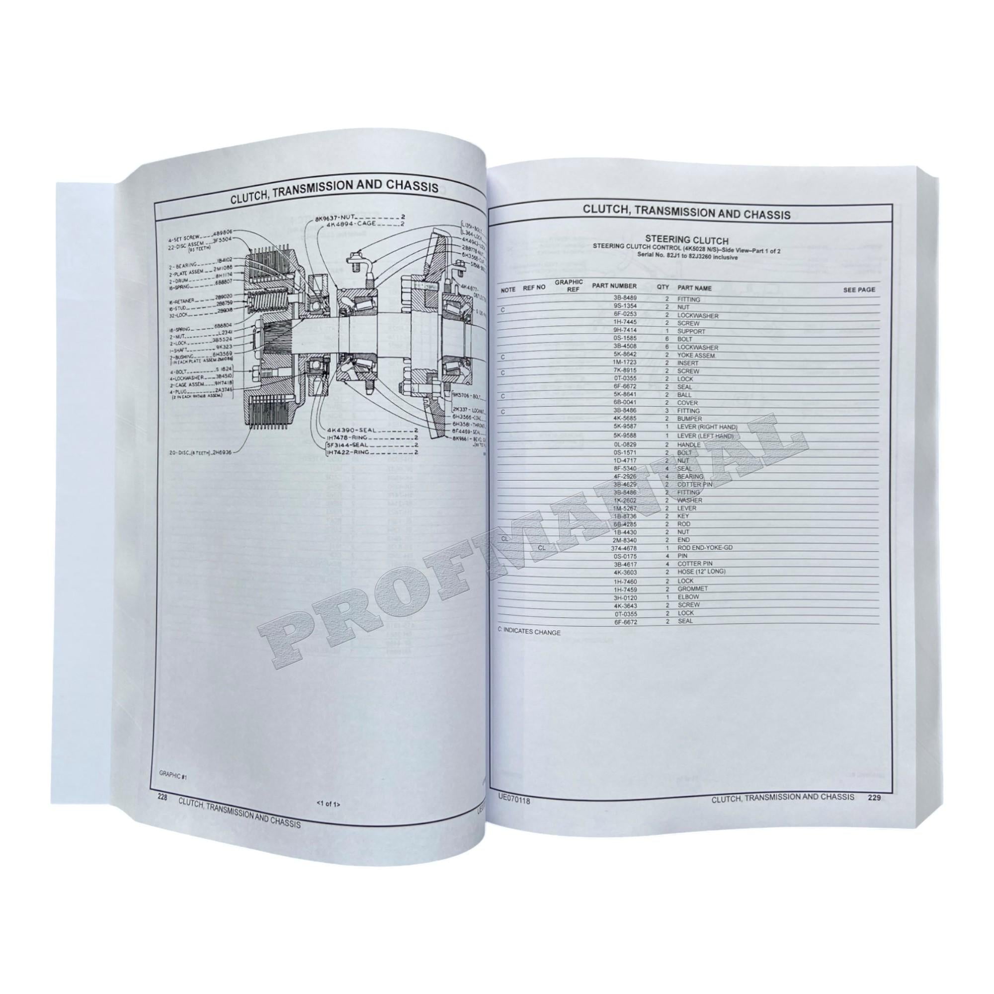 Caterpillar Cat D4D Tractor Parts Catalog Manual ser 82J1-Up