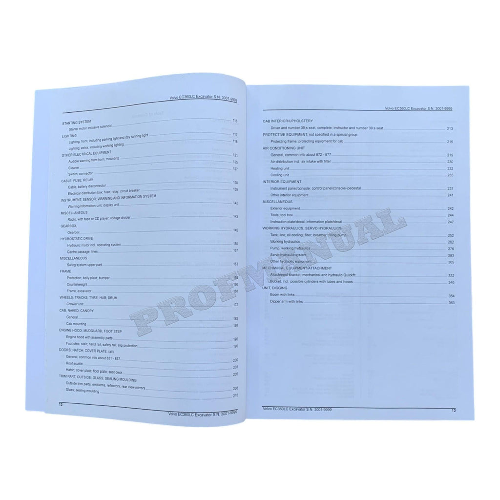 VOLVO EC360 LC EXCAVATOR Parts Catalog Hard Copy Manual