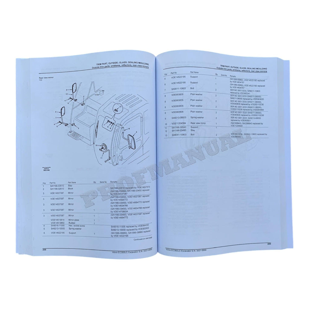 VOLVO EC360 LC EXCAVATOR Parts Catalog Hard Copy Manual