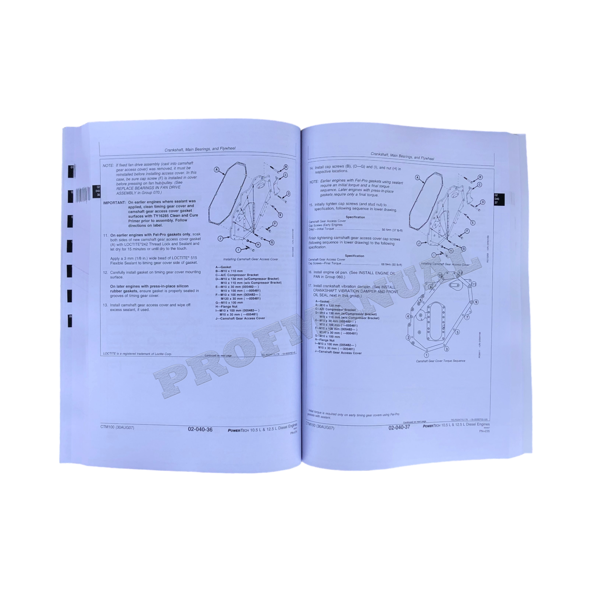 John Deere POWERTECH 6105 10.5 L 6125 12.5 L Engine REPAIR SERVICE MANUAL CTM100