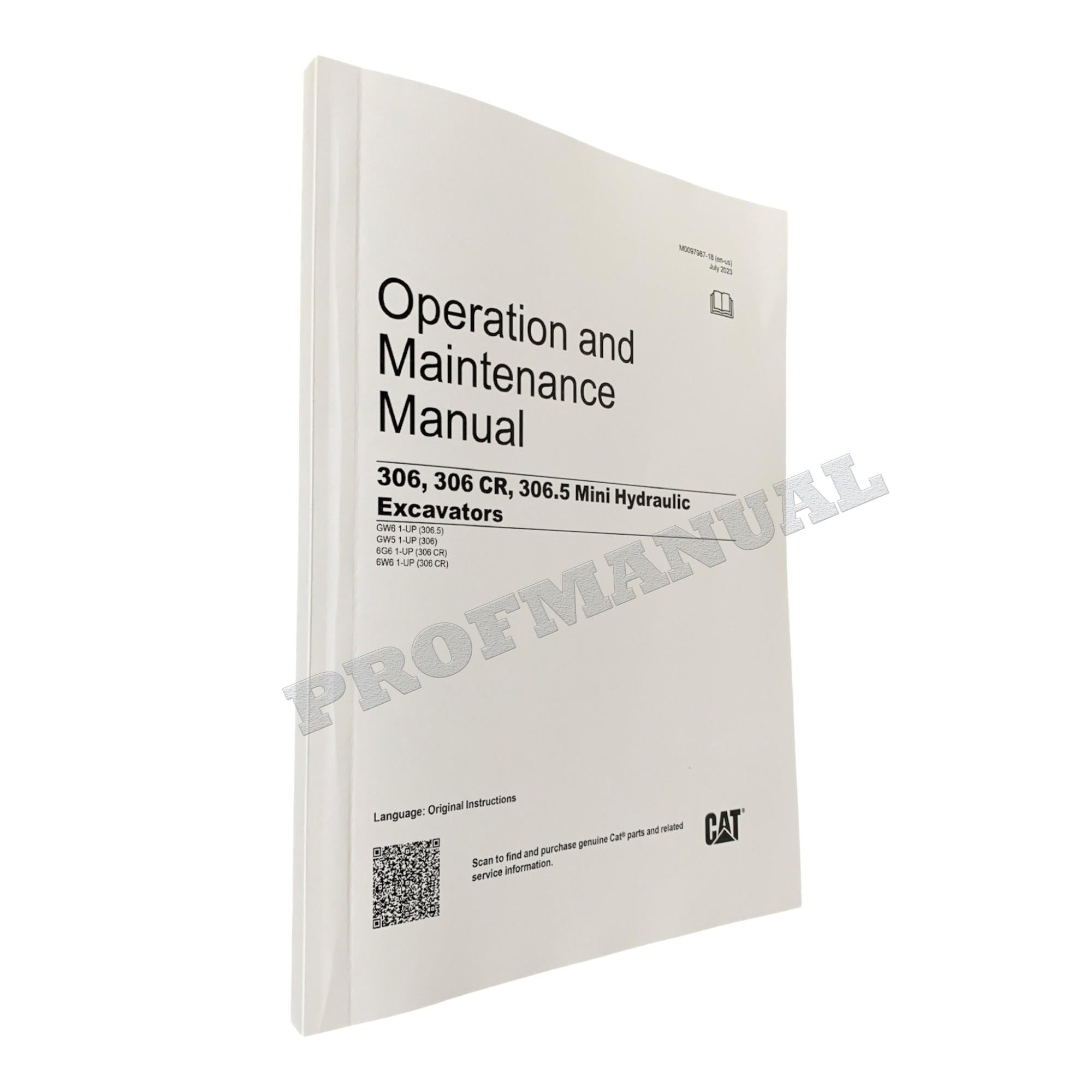 Manual del operador de la miniexcavadora hidráulica Caterpillar 306, 306 CR y 306.5