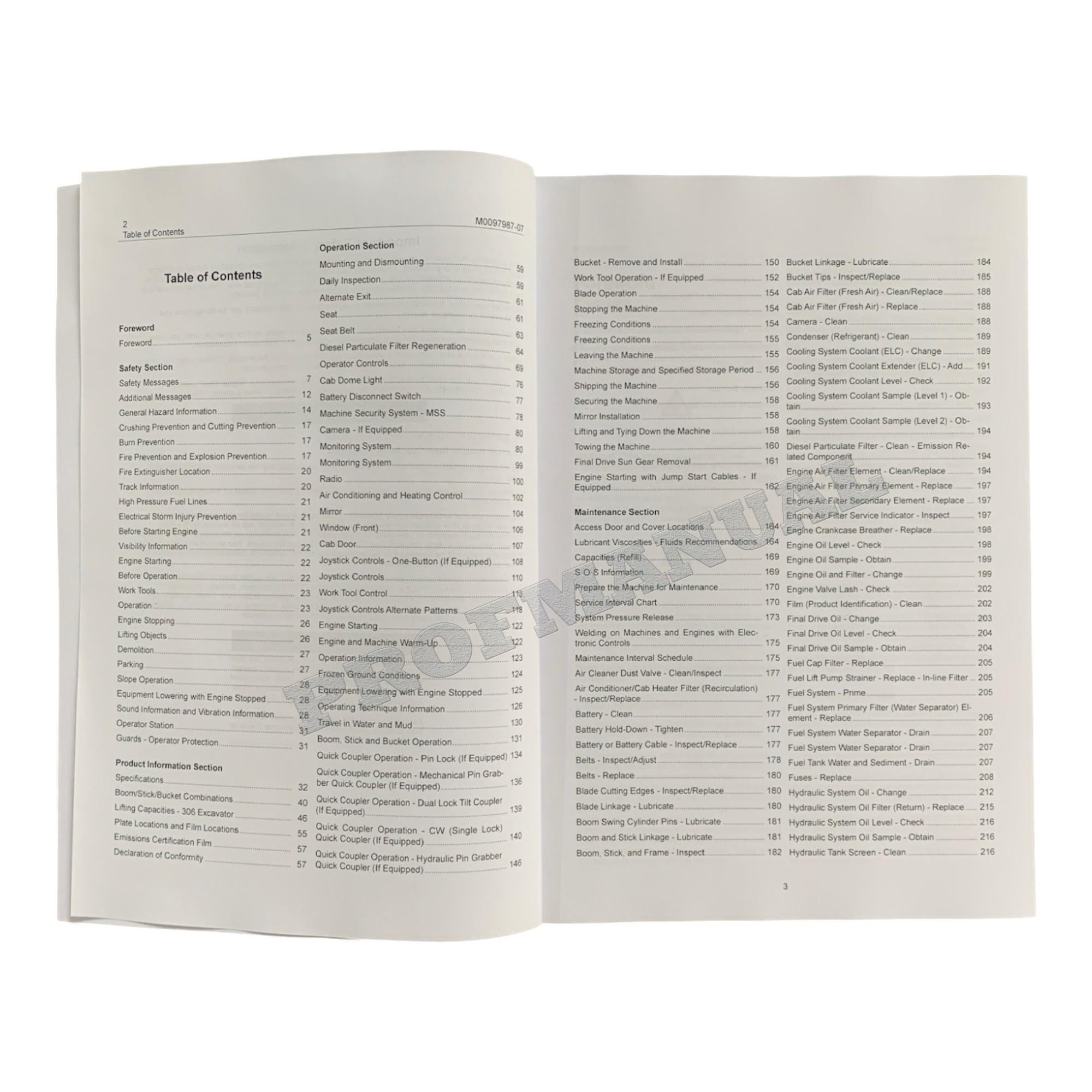 Manual del operador de la miniexcavadora hidráulica Caterpillar 306, 306 CR y 306.5