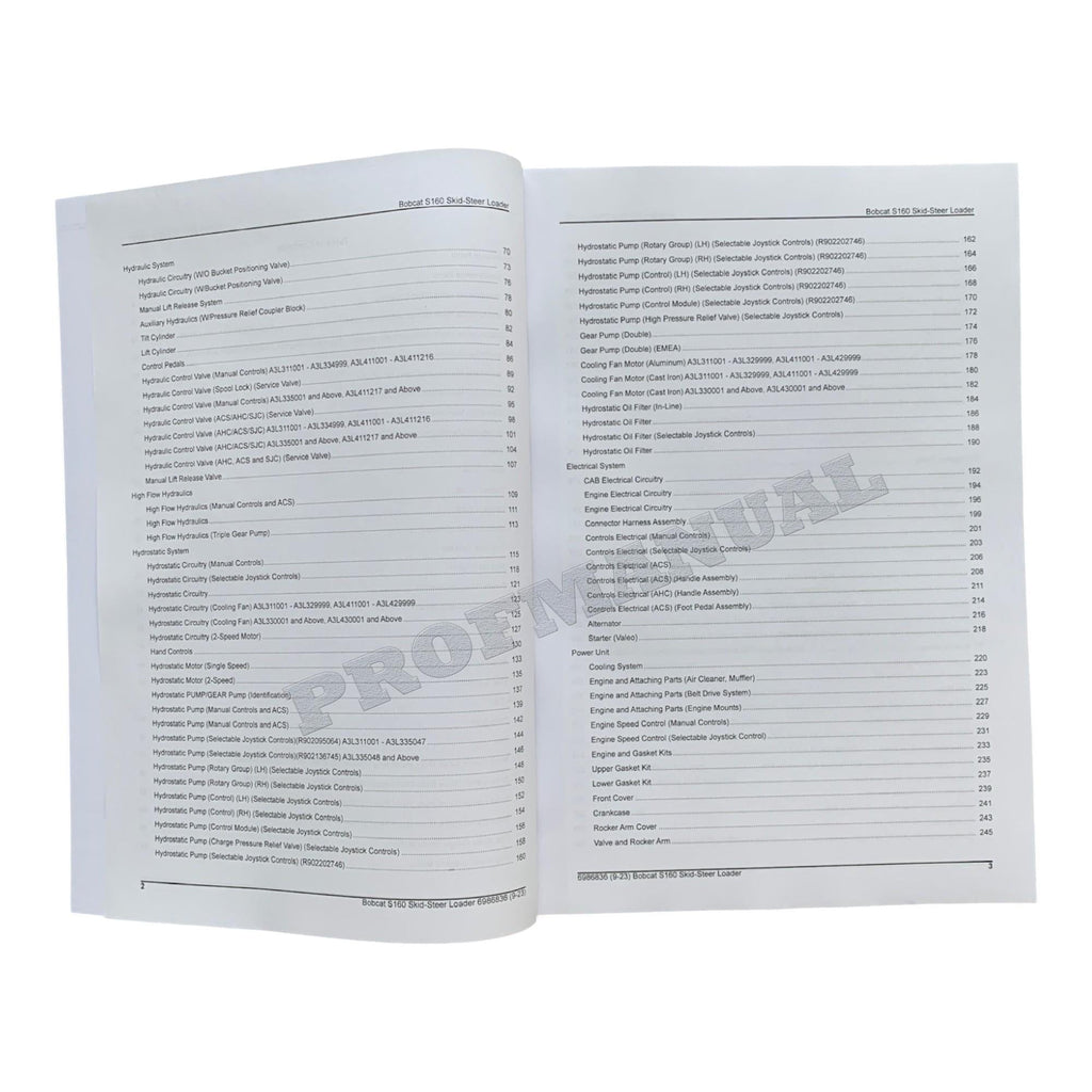 Bobcat S160 Skid Steer Loader Parts Catalog Manual A3L311001- A3L411001-