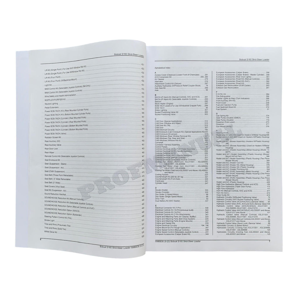 Bobcat S160 Skid Steer Loader Parts Catalog Manual A3L311001- A3L411001-