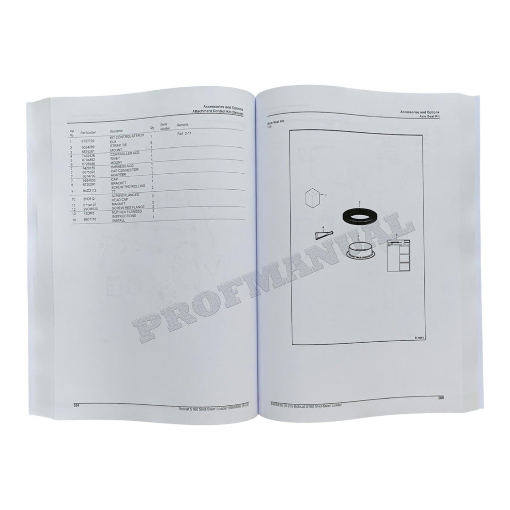 Bobcat S160 Skid Steer Loader Parts Catalog Manual A3L311001- A3L411001-