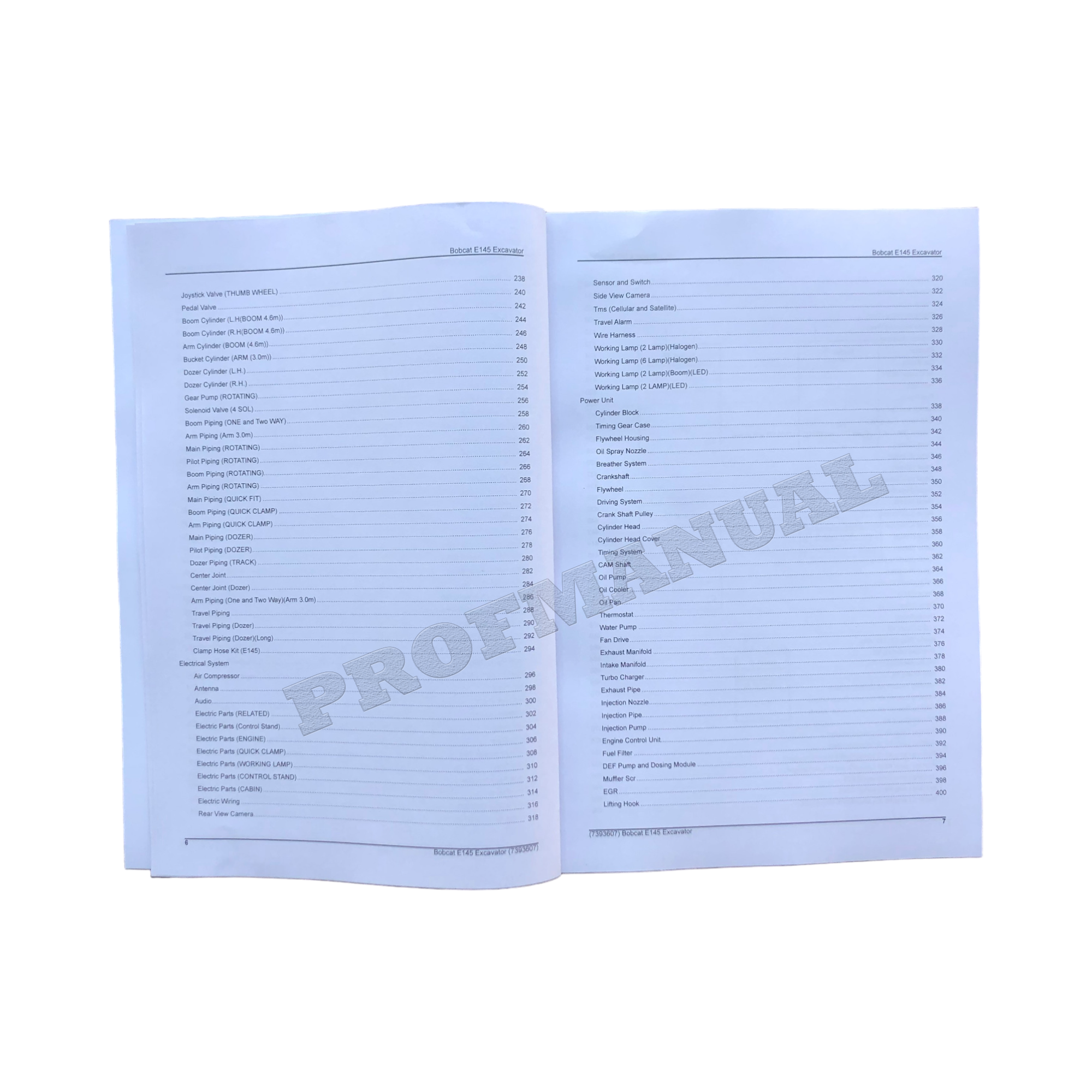 Bobcat E145 Excavator Parts Catalog Manual B4WU11001-