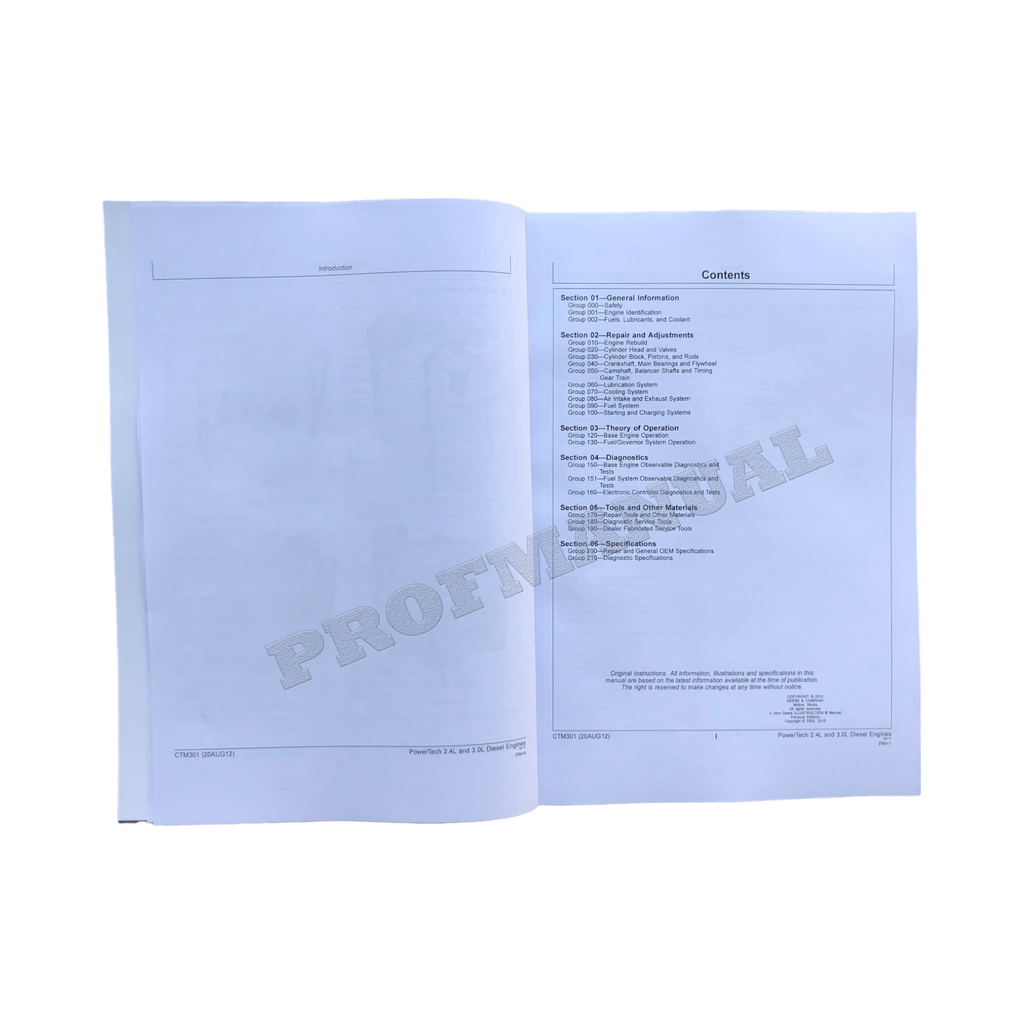 Manual técnico de reparación y servicio del motor John Deere 2.4L 3.0L CTM301