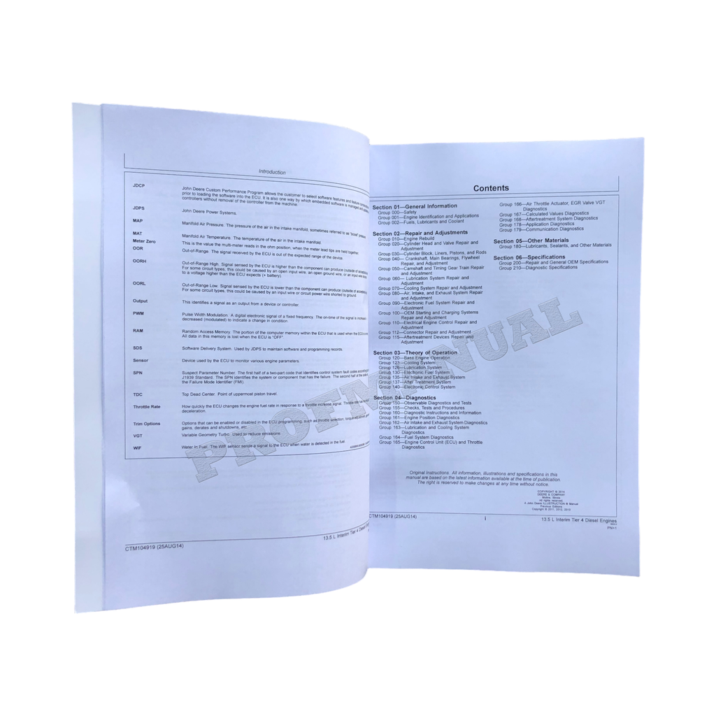 John Deere 6135 13.5L Engine Level 22 ECU REPAIR SERVICE MANUAL CTM104919