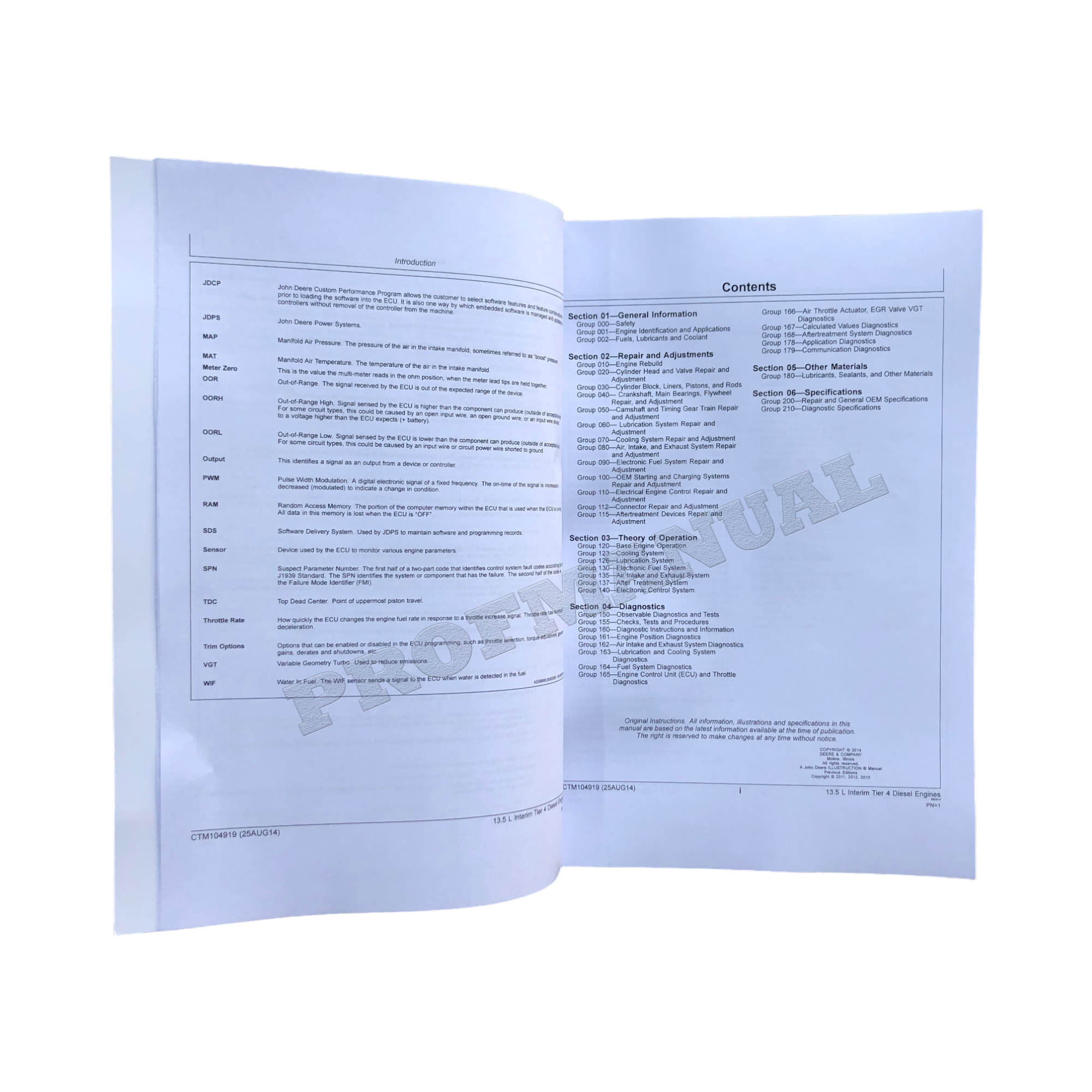 John Deere 6135 13.5L Engine Level 22 ECU REPAIR SERVICE MANUAL CTM104919