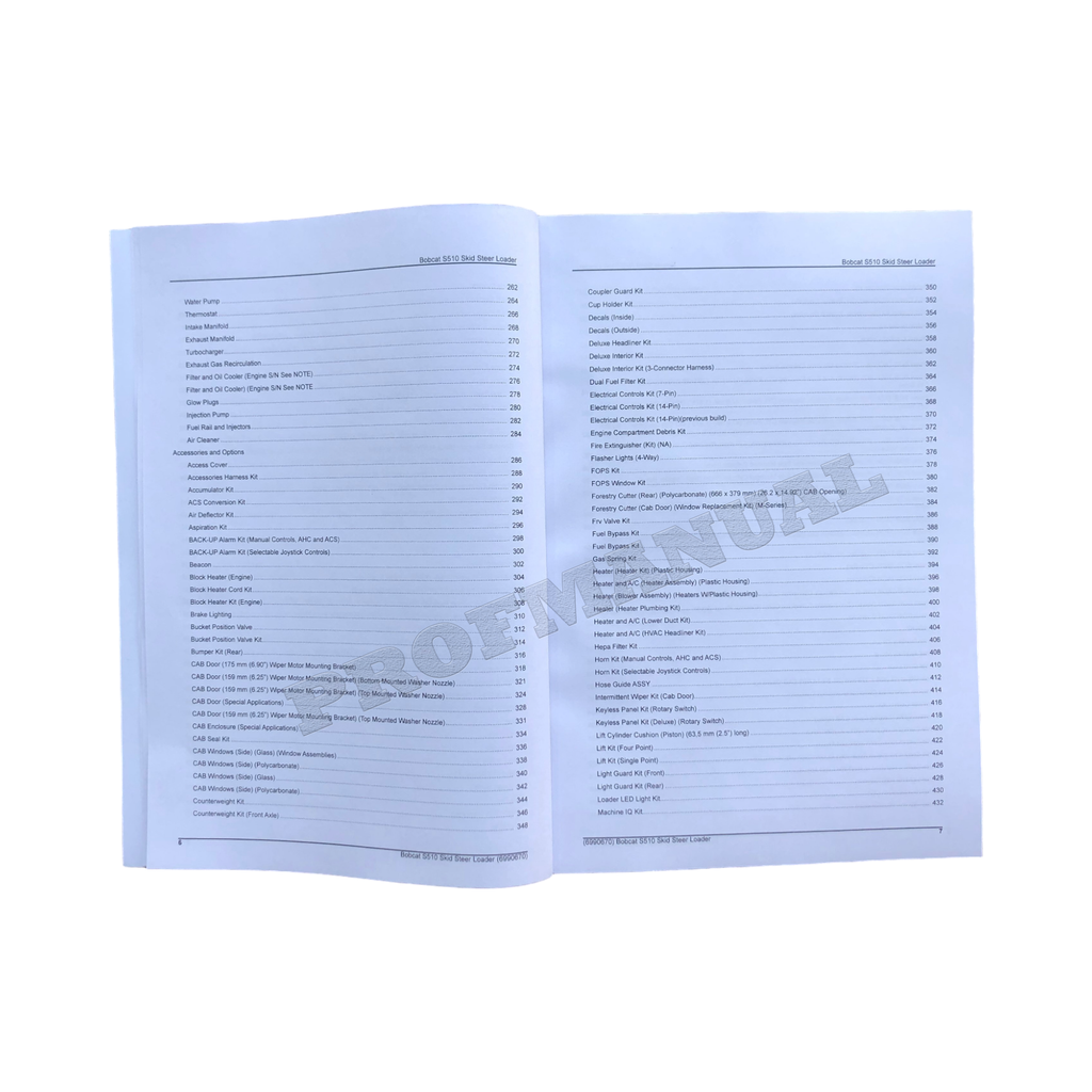 Bobcat S510 Skid Steer Loader Parts Catalog Manual ALNW11001-