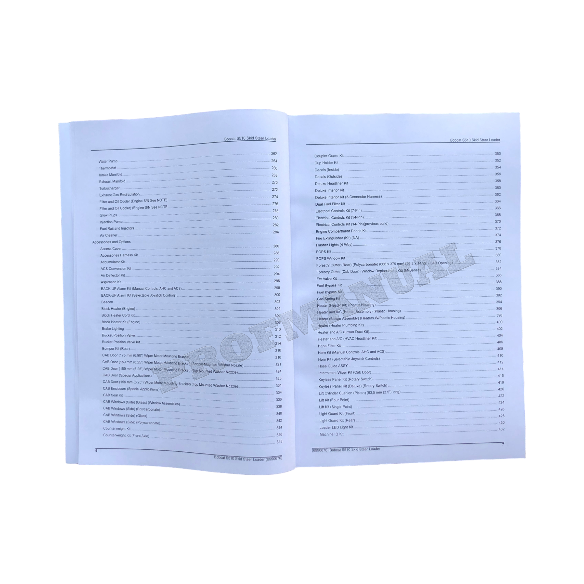 Bobcat S510 Skid Steer Loader Parts Catalog Manual ALNW11001-