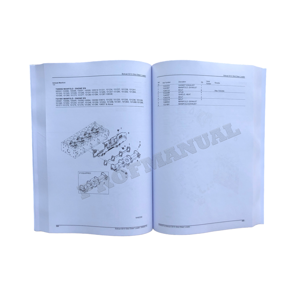 Bobcat S510 Skid Steer Loader Parts Catalog Manual ALNW11001-