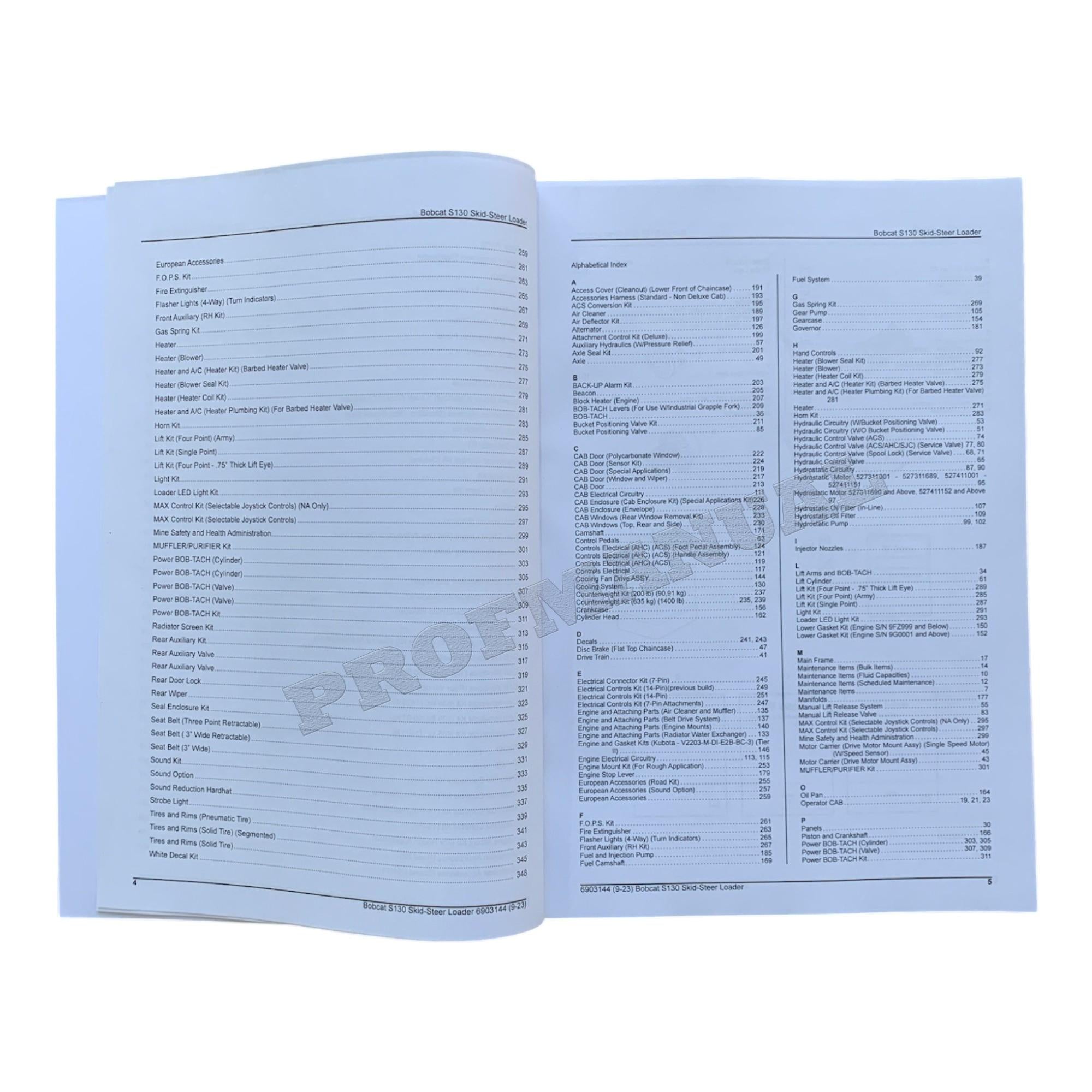 Bobcat S130 Skid Steer Loader Parts Catalog Manual 527311001- 527411001-