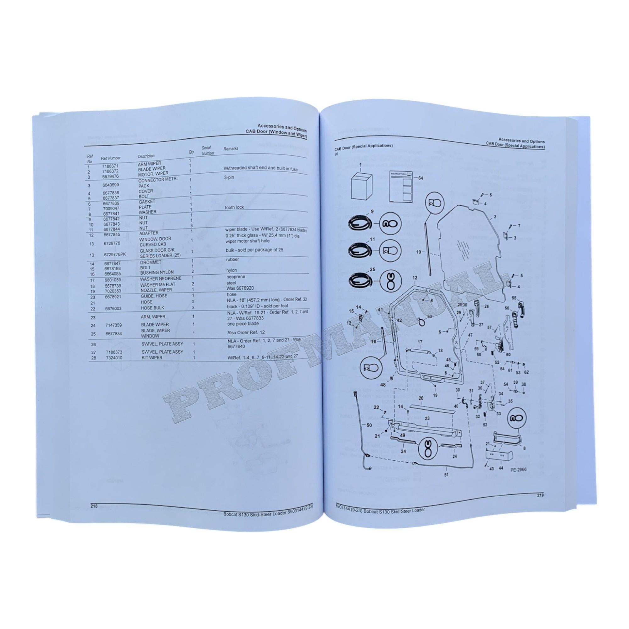 Bobcat S130 Skid Steer Loader Parts Catalog Manual 527311001- 527411001-