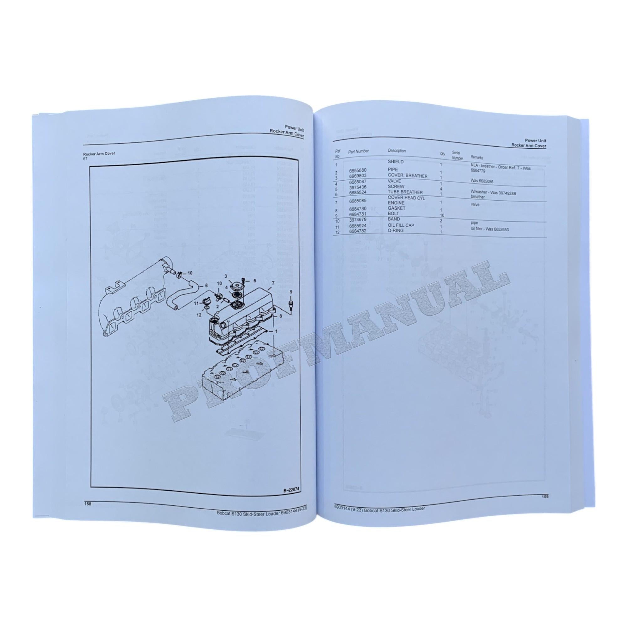 Bobcat S130 Skid Steer Loader Parts Catalog Manual 527311001- 527411001-