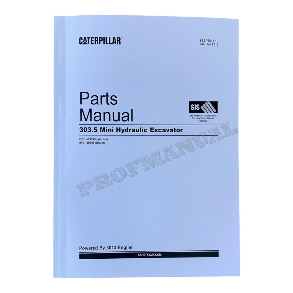 Caterpillar Cat 303.5 Mini Hydraulic Excavator Parts Catalog Manual SEBP3613