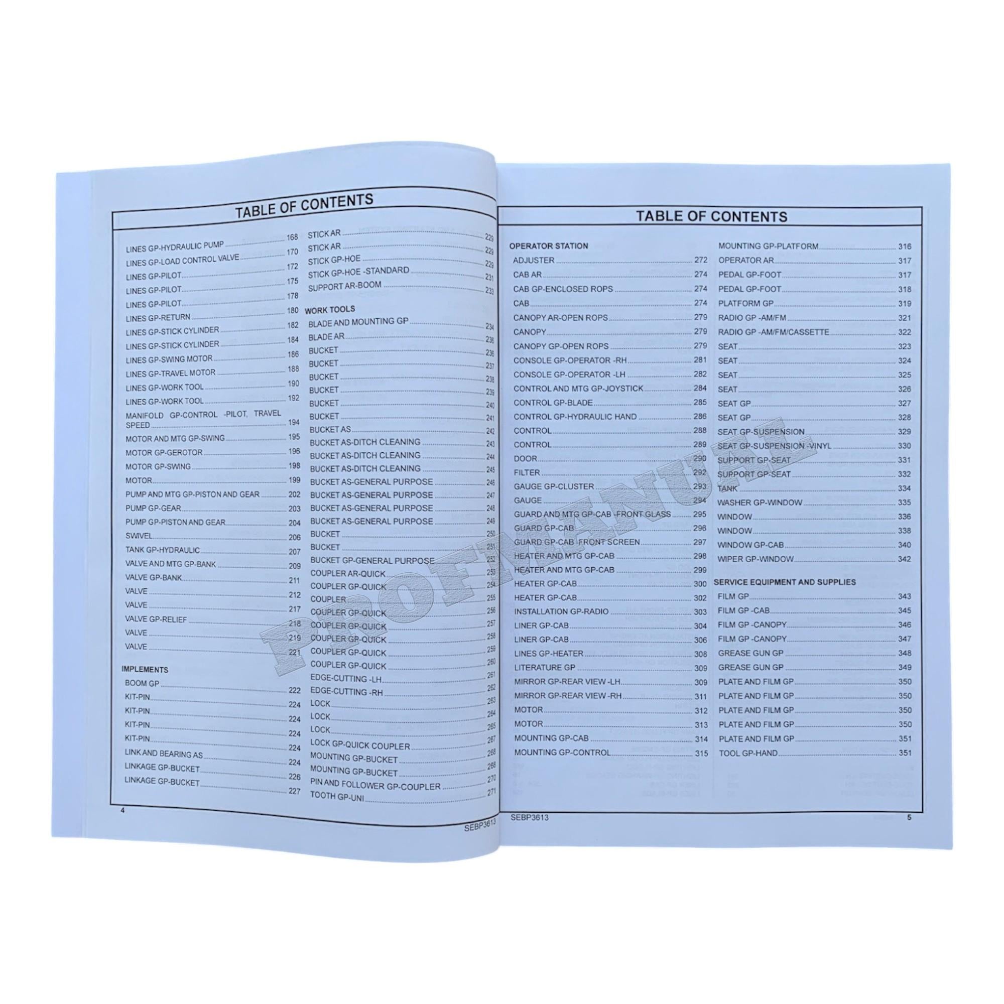 Caterpillar Cat 303.5 Mini Hydraulic Excavator Parts Catalog Manual SEBP3613