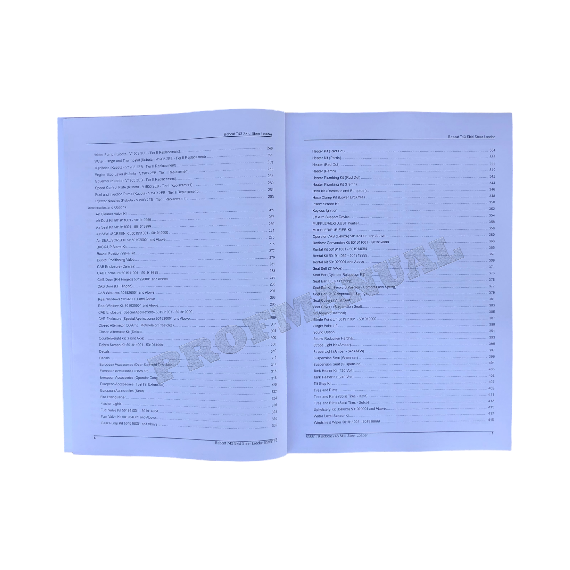 Bobcat 743 Skid Steer Loader Parts Catalog Manual 501911001-