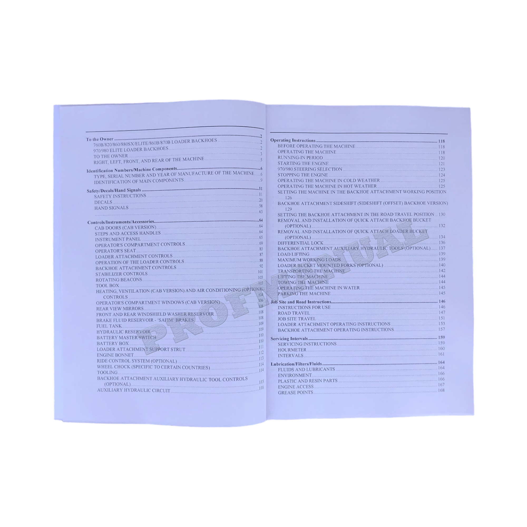Terex TX760B TX860B TX870B TX890X Backhoe LOADER OPERATORS MANUAL