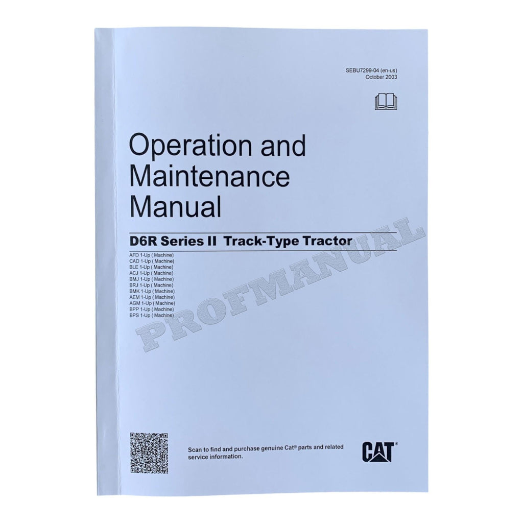 Manual de mantenimiento del operador del tractor de cadenas Caterpillar D6R Serie II SEBU7299