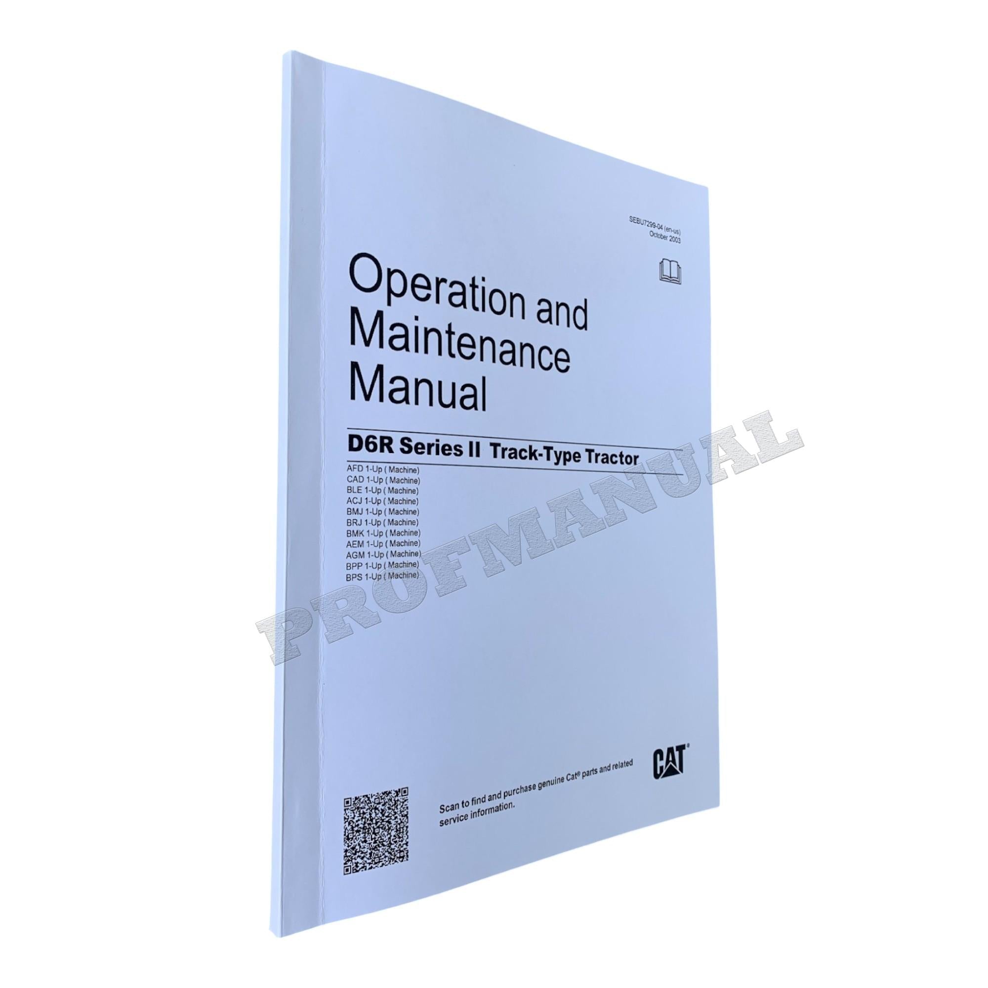 Manual de mantenimiento del operador del tractor de cadenas Caterpillar D6R Serie II SEBU7299