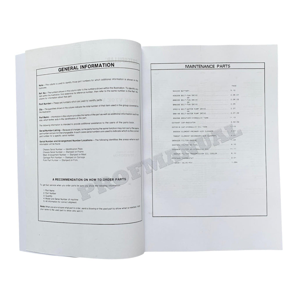 Catálogo de piezas de montacargas Caterpillar Cat V60E V70E V80E Manual HEBN2572