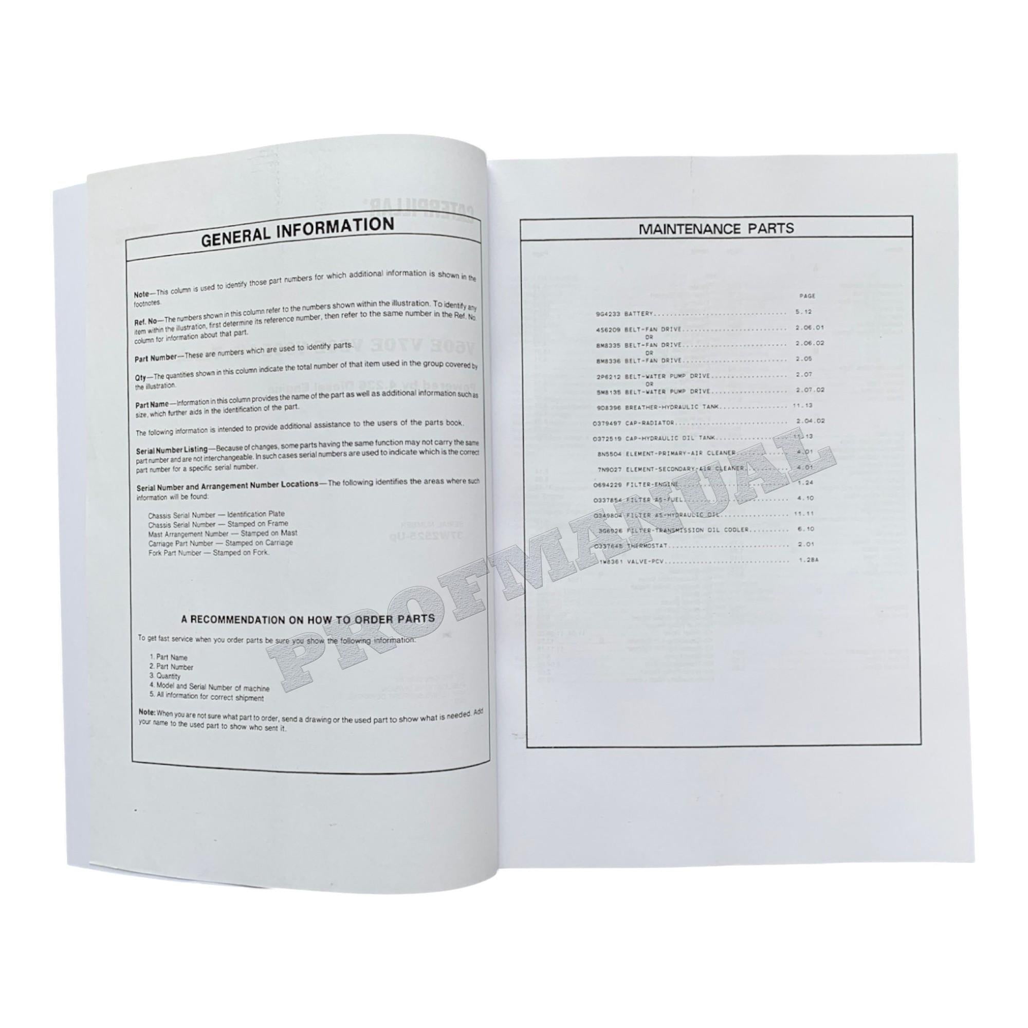 Catálogo de piezas de montacargas Caterpillar Cat V60E V70E V80E Manual HEBN2572