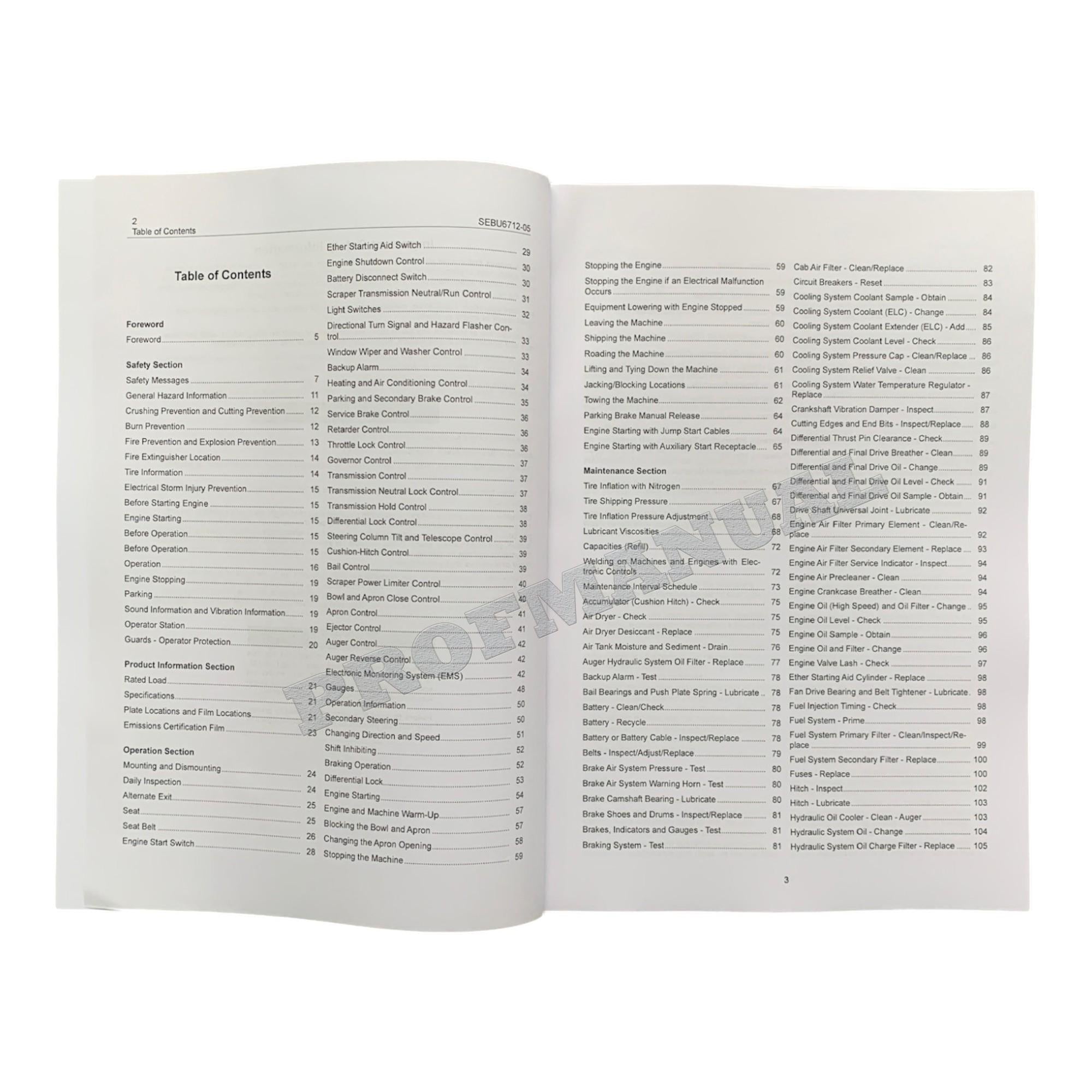 Manual de mantenimiento del operador de mototraílla Caterpillar 627F