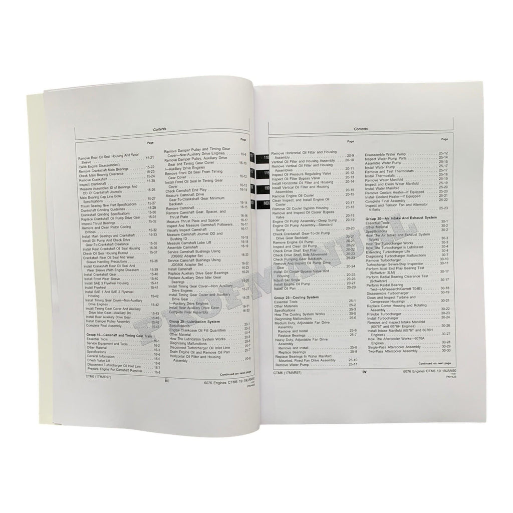 John Deere 6076 Engine REPAIR SERVICE TECHNICAL MANUAL CTM6