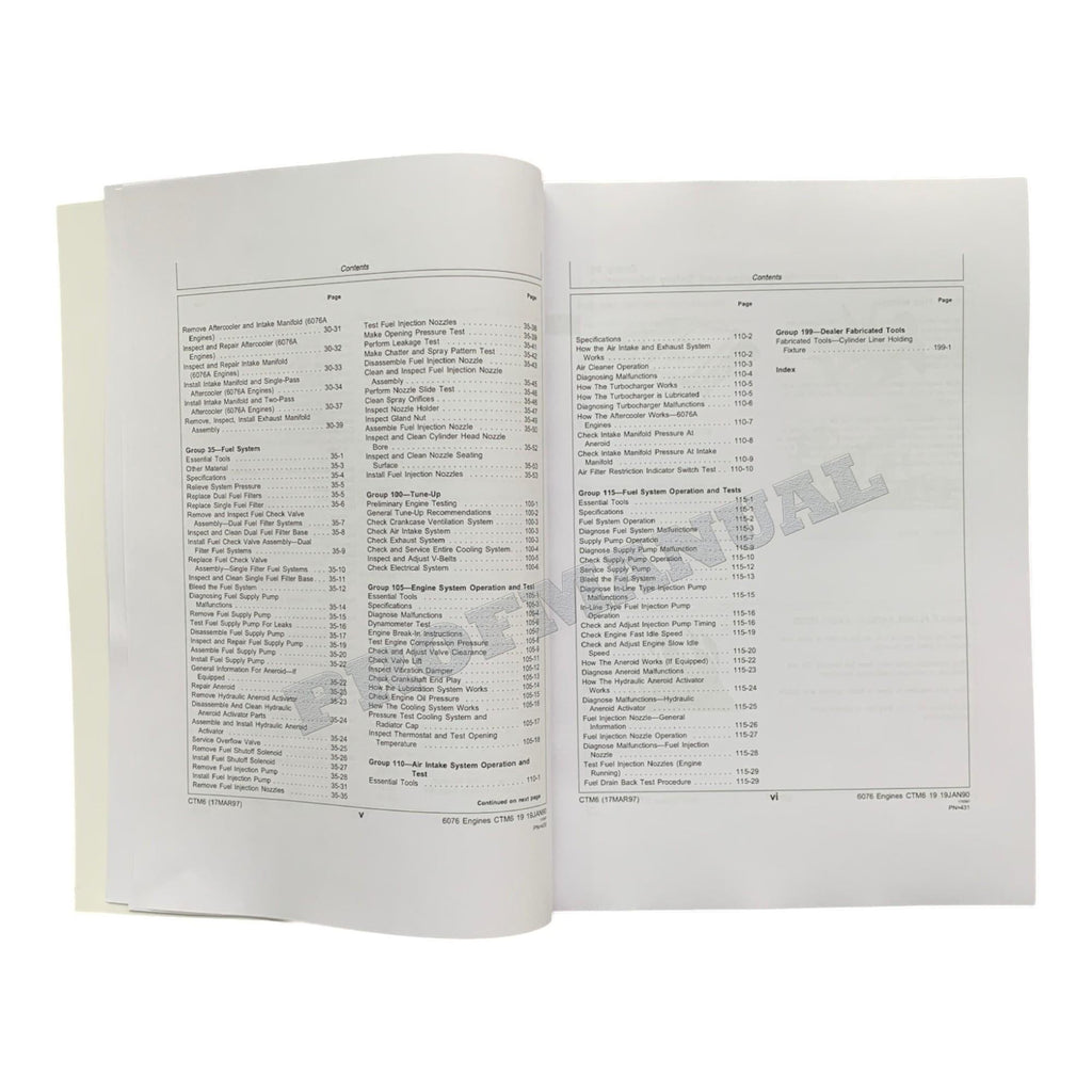 John Deere 6076 Engine REPAIR SERVICE TECHNICAL MANUAL CTM6