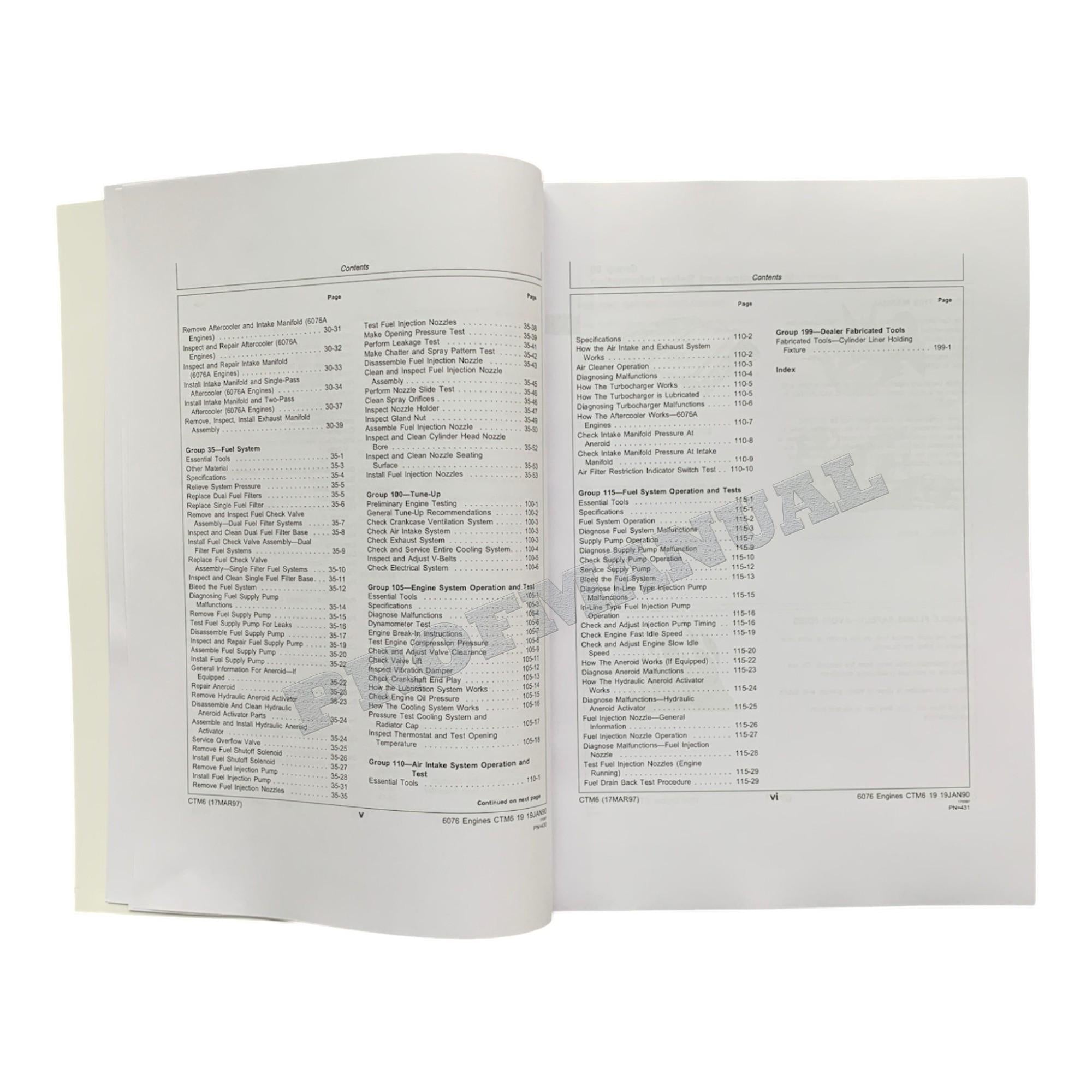 John Deere 6076 Engine REPAIR SERVICE TECHNICAL MANUAL CTM6