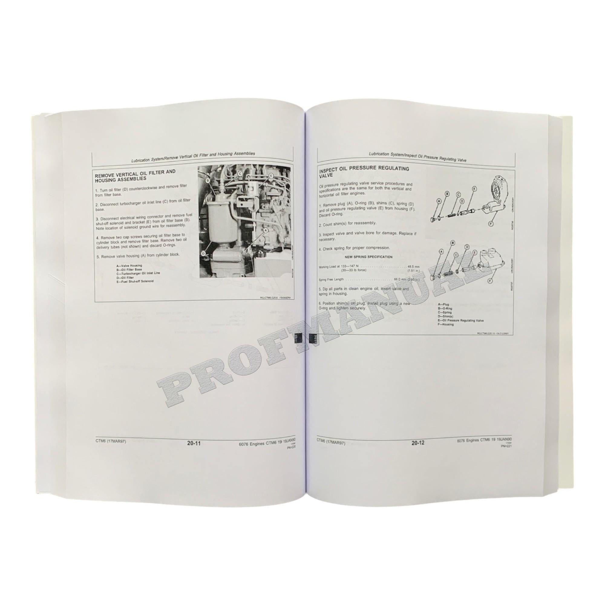 John Deere 6076 Engine REPAIR SERVICE TECHNICAL MANUAL CTM6