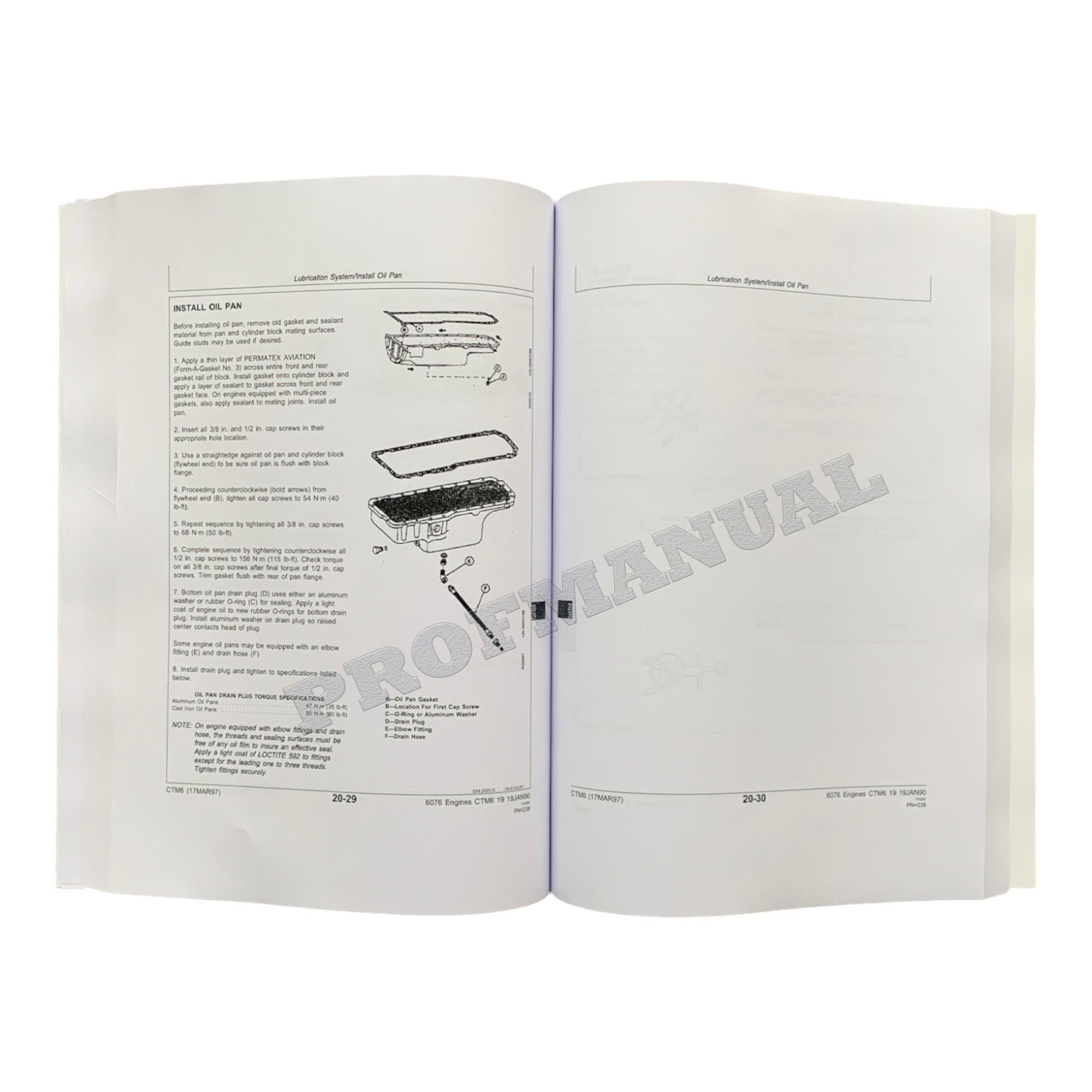John Deere 6076 Engine REPAIR SERVICE TECHNICAL MANUAL CTM6