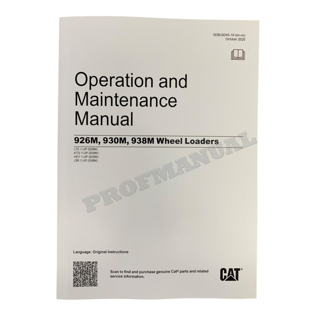 Manual de mantenimiento del operador de cargadoras de ruedas Caterpillar 926M, 930M y 938M