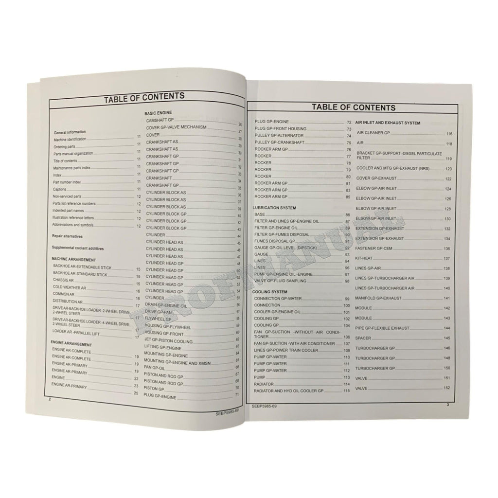 Caterpillar Cat 420F Backhoe Loader Parts Catalog Manual SEBP5985