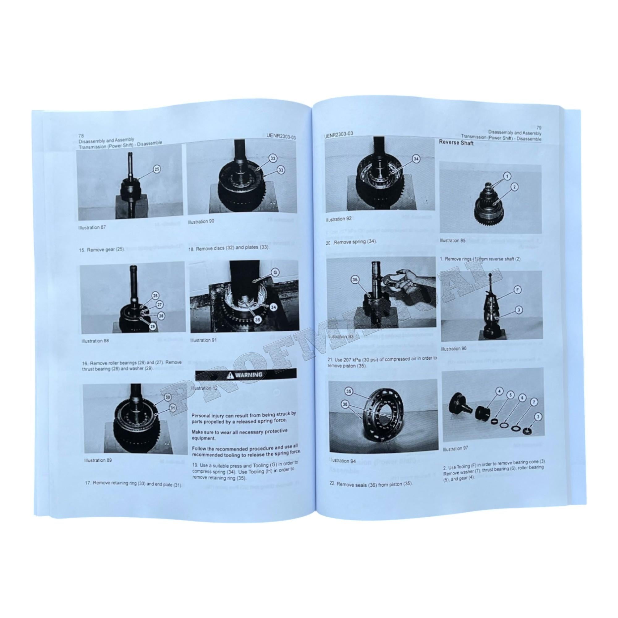 Caterpillar 416F 420F 422F 428F Loader Power Train Manual Disassembly Assembly