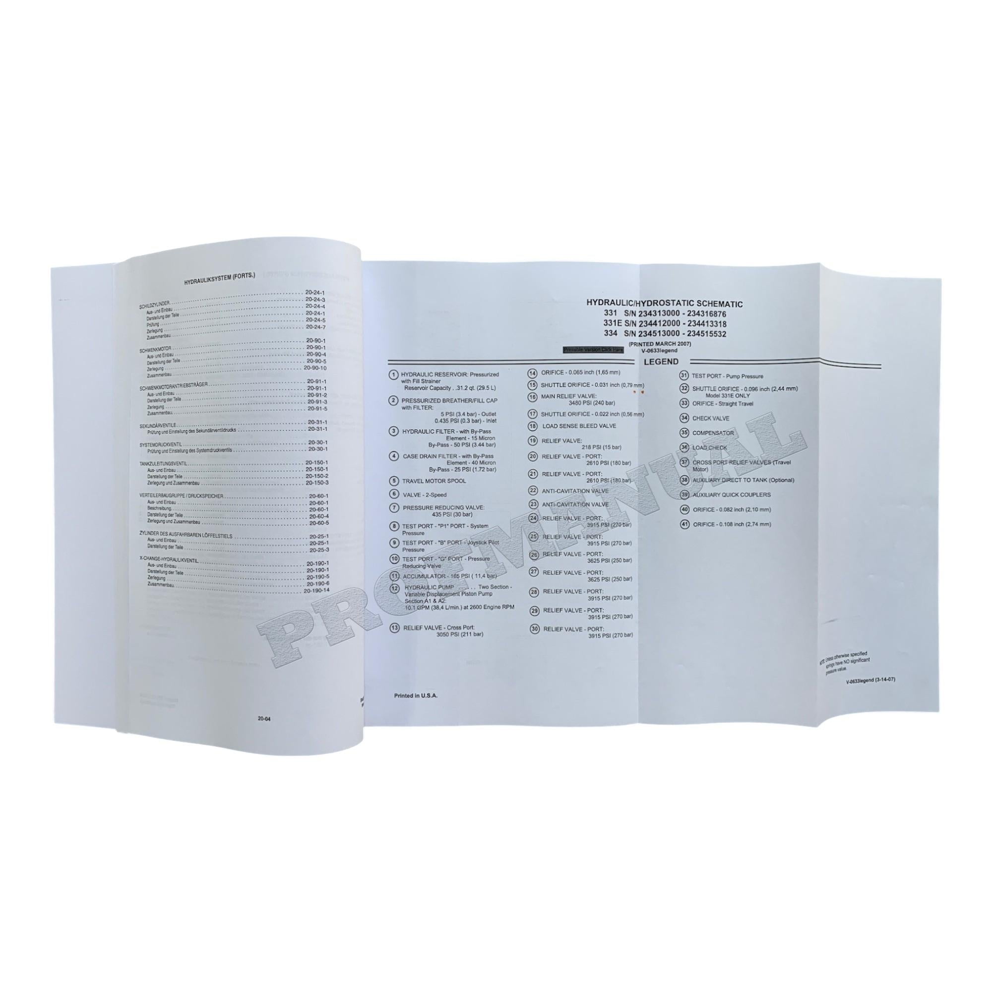 BOBCAT 331 331E 334 BAGGER REPARATURHANDBUCH WERKSTATTHANDBUCH