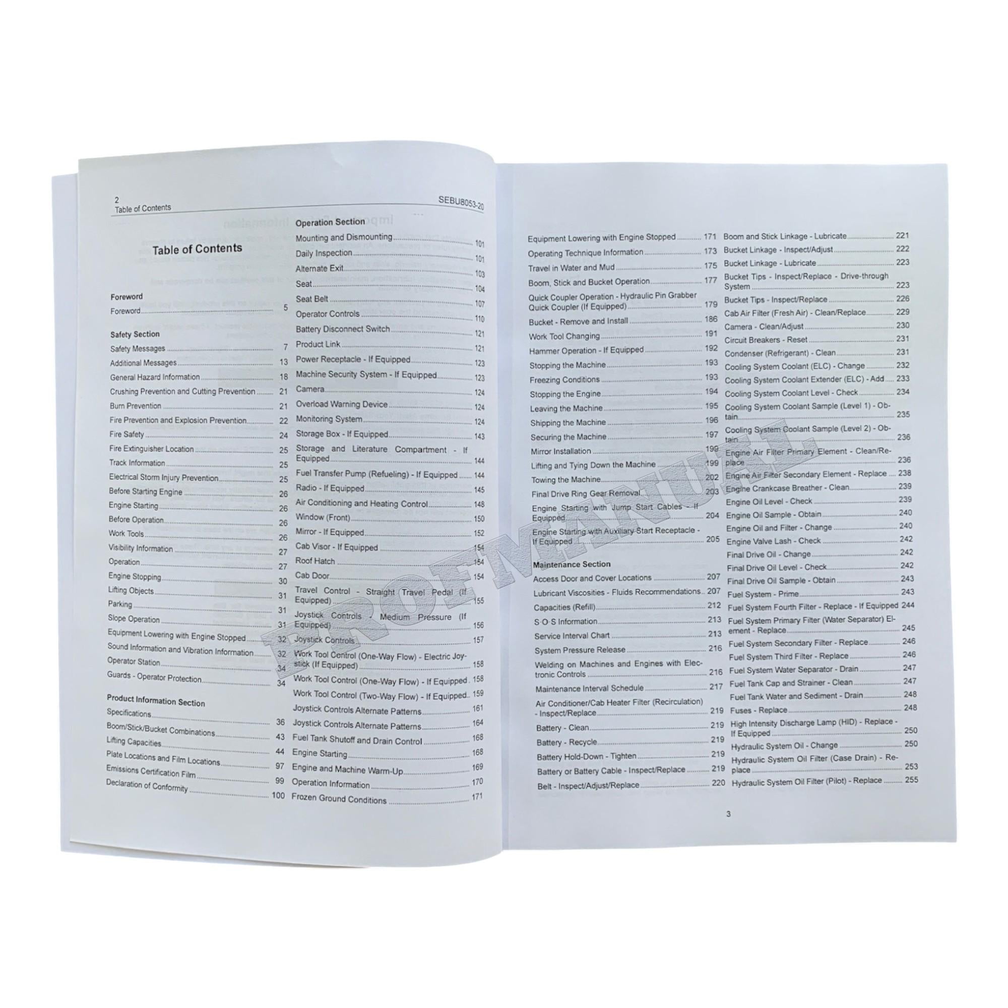 Caterpillar 320D Excavator Operators Maintenance Manual SEBU8053