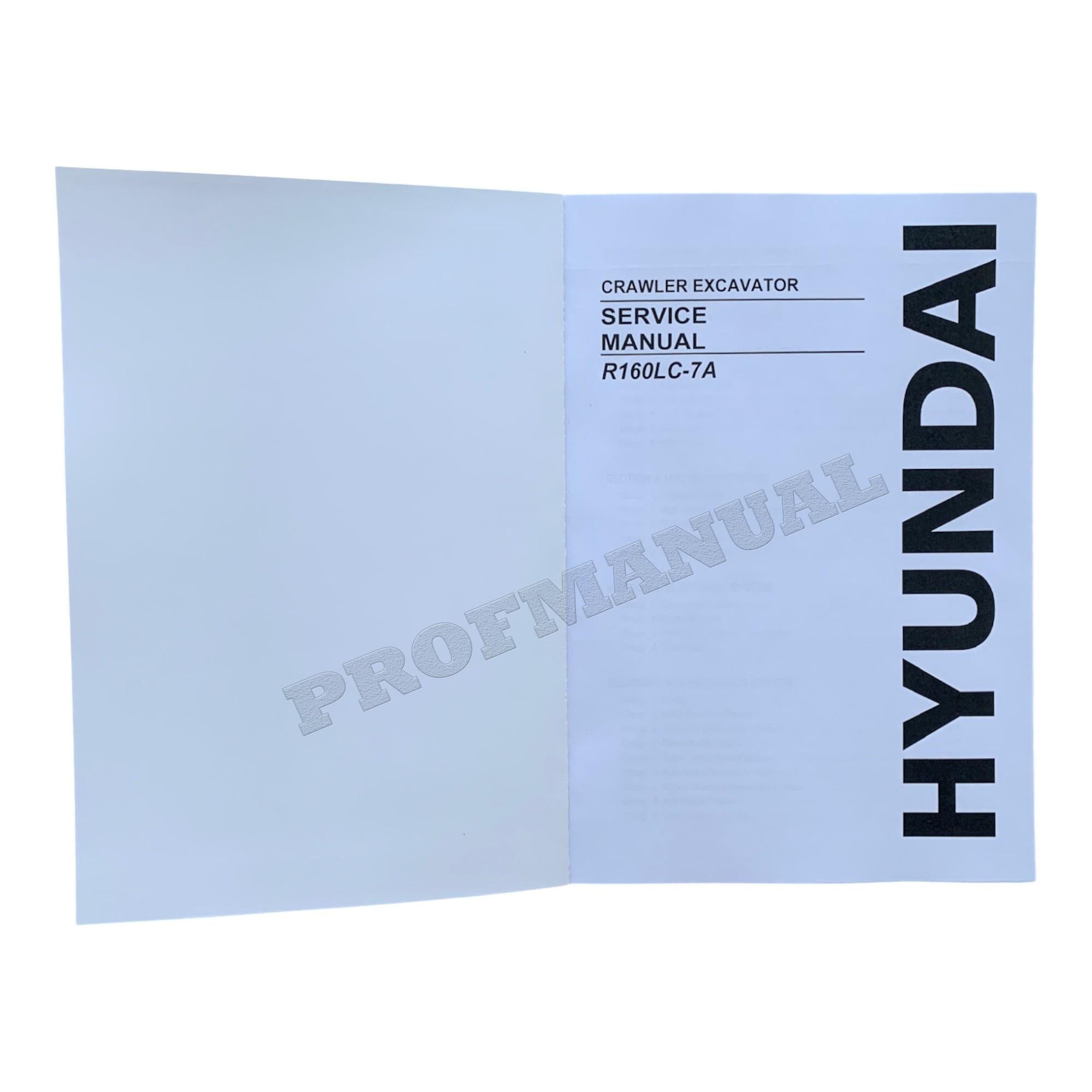 Hyundai R160LC-7A CRAWLER EXCAVATOR Hardcover Repair Service Manual